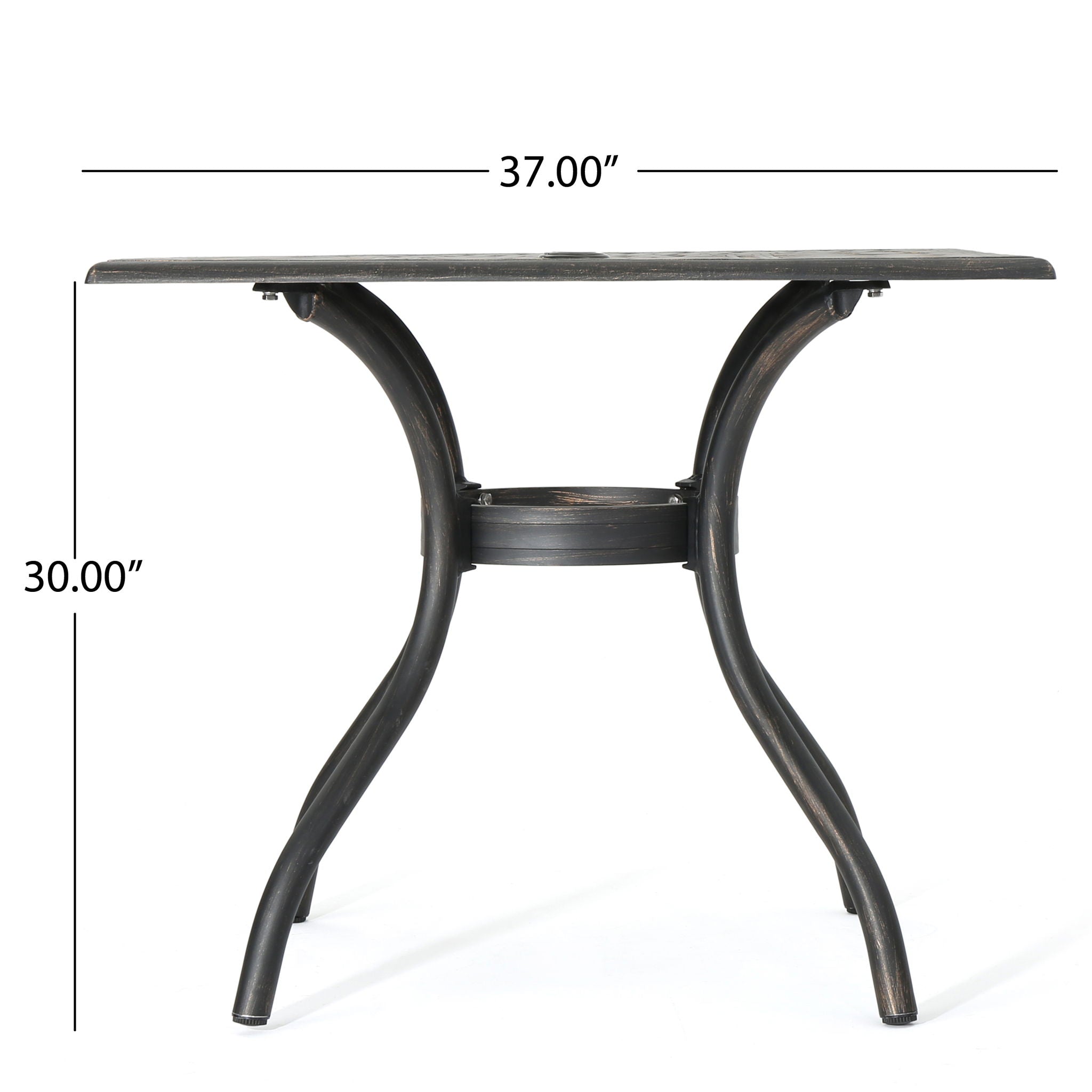 Enchantia - Outdoor Square Dining Table With Weave Tabletop And Flared Legs - Copper