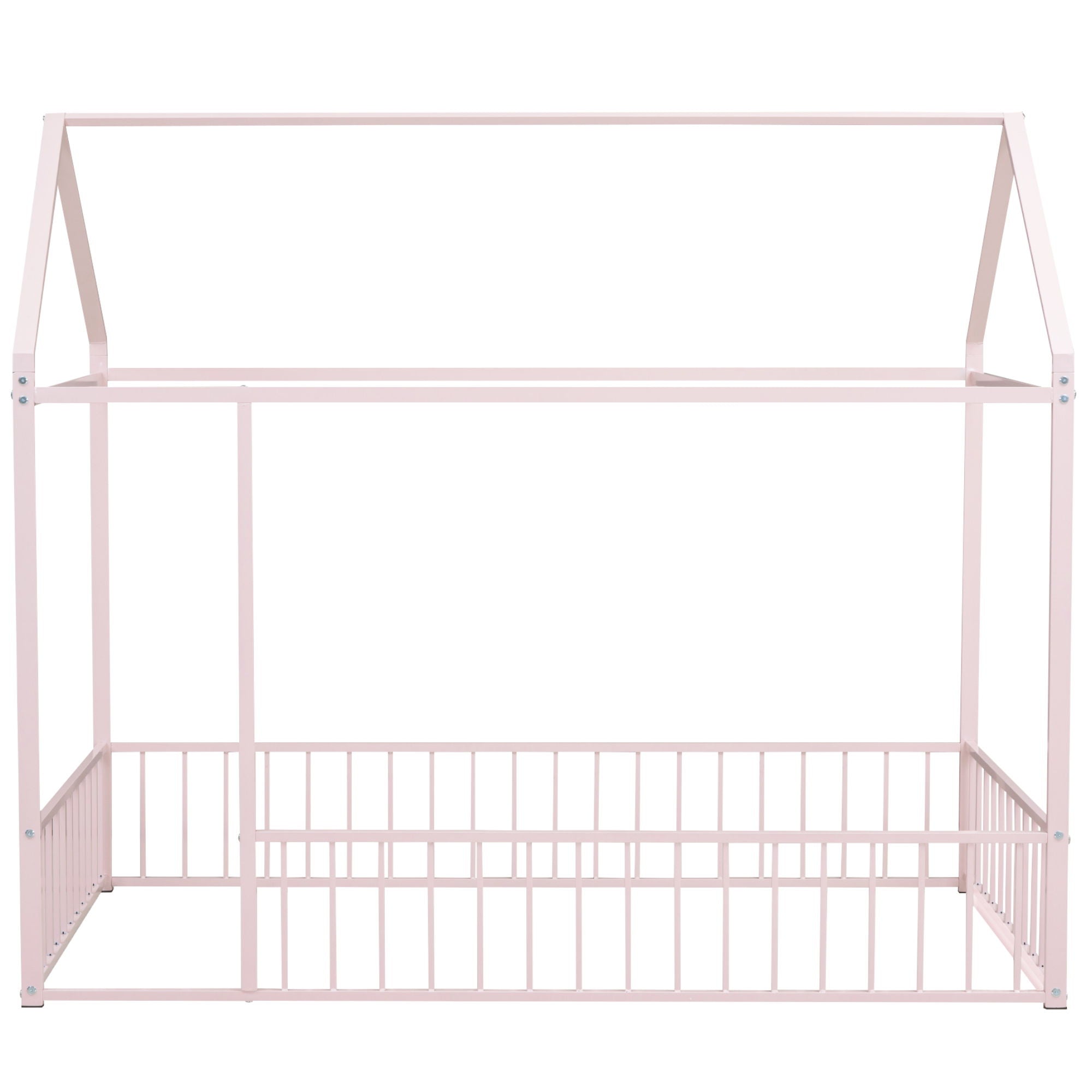 Metal Bed House Bed Frame With Fence