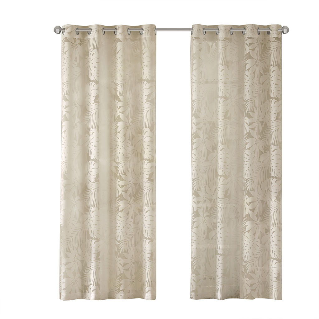 Leilani - 95" Palm Leaf Burnout Window Sheer - Natural