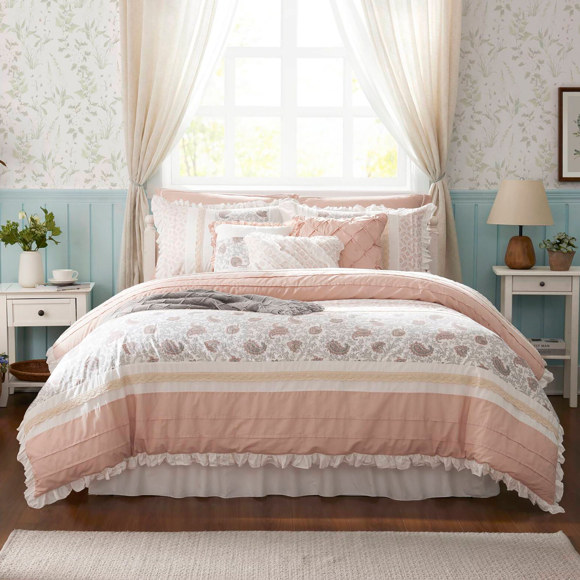 Dawn - California King 9 Piece Comforter Set - Blush