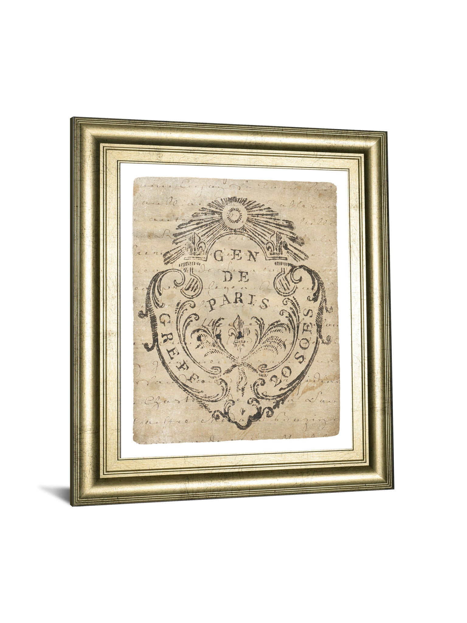 Letter Crest IIa Vintage V2 By Wild Apple Portfolio - Framed Print Wall Art - Beige