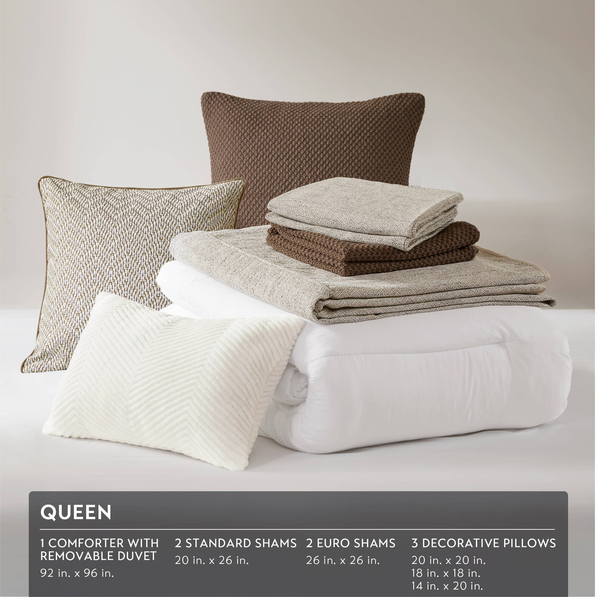 Chapman - 8 Piece Queen Comforter Set - Nuetual Ivory