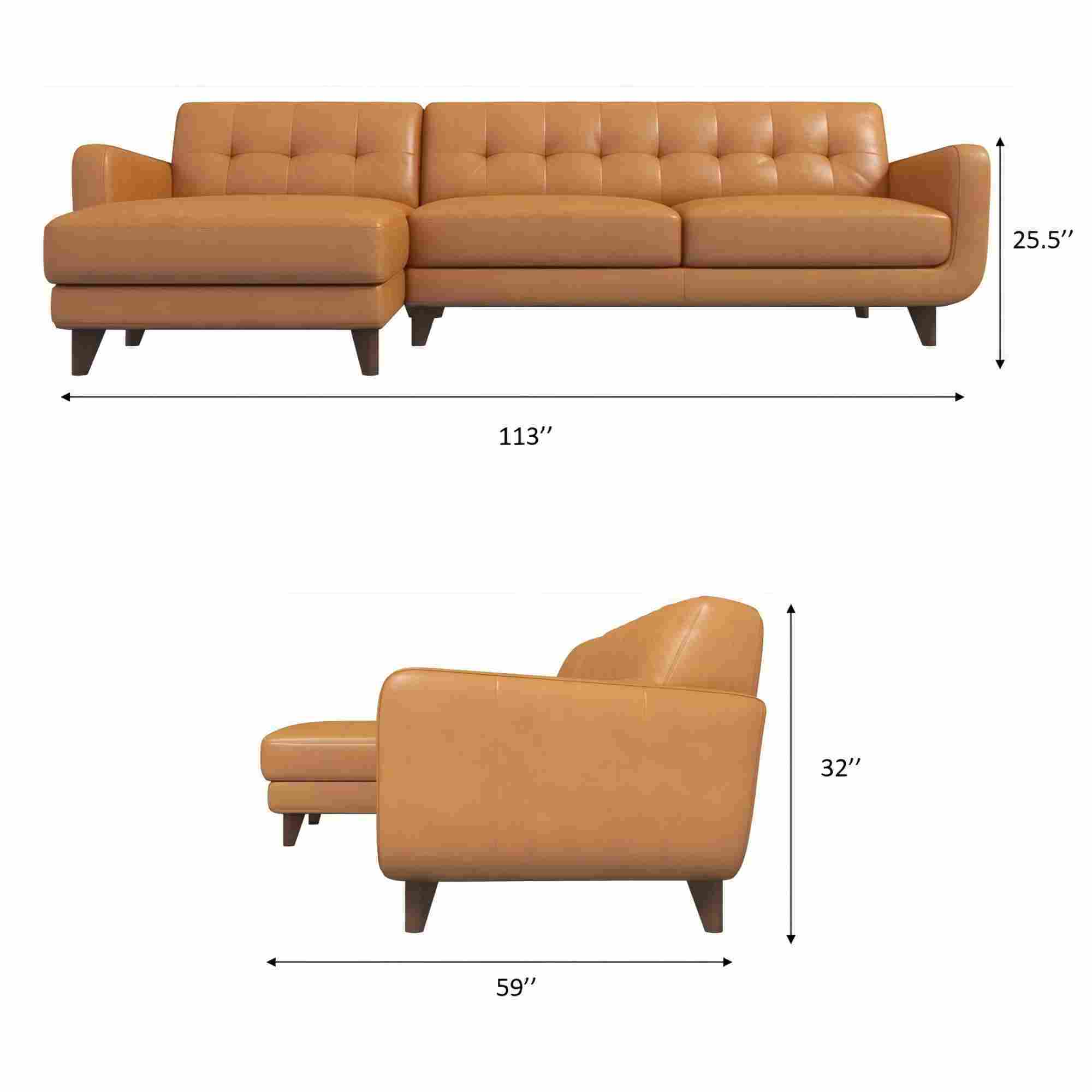 Allison - Mid-Century Modern Sectional Sofa Chaise