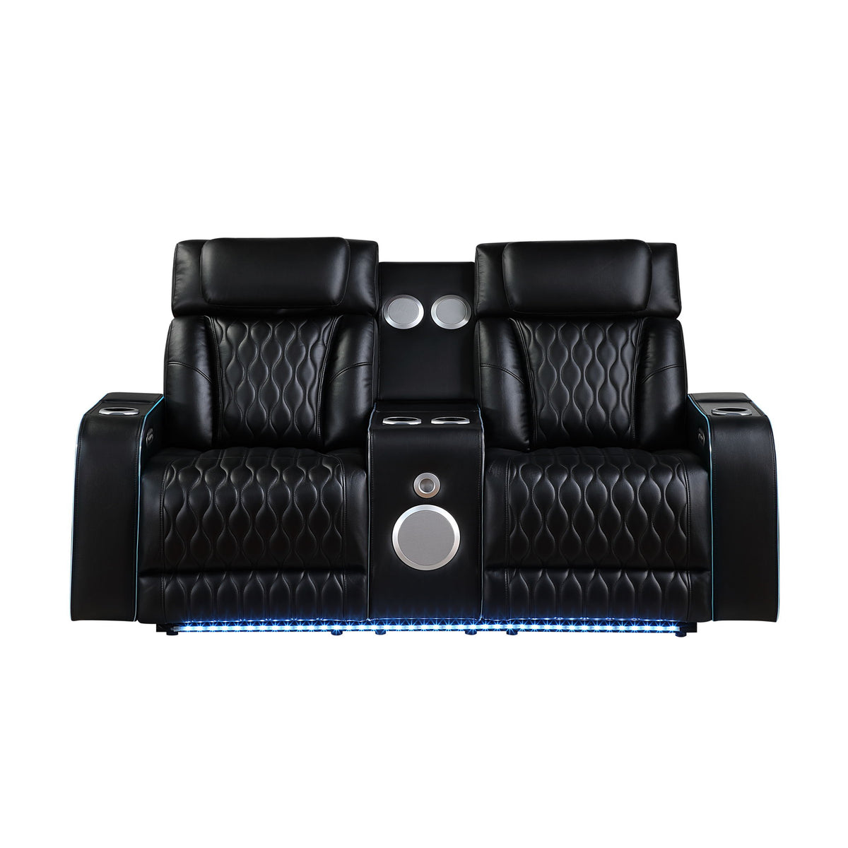 Electra - Power Reclining Loveseat With Power Headrests, Console, Speakers, Massage, LED Lighting And USB Control