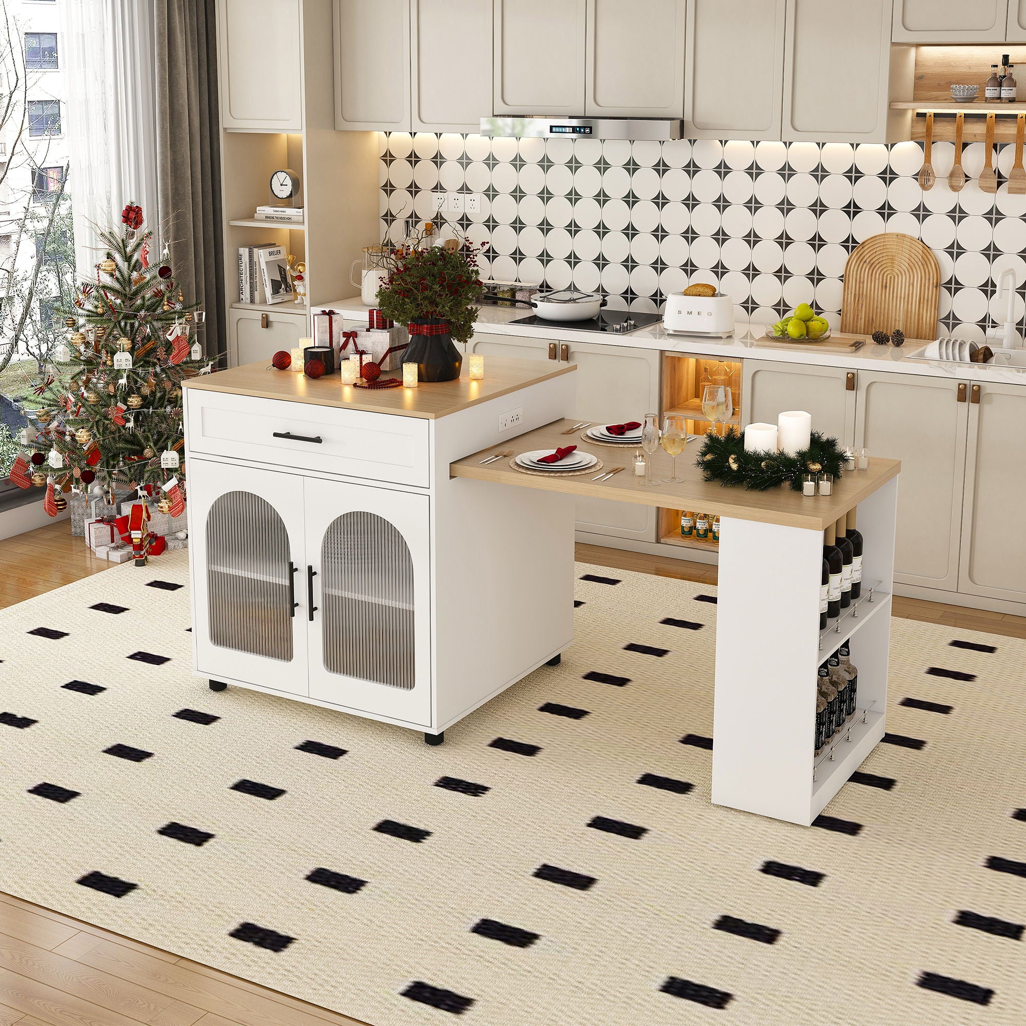 Expandable Kitchen Island With Power Outlet