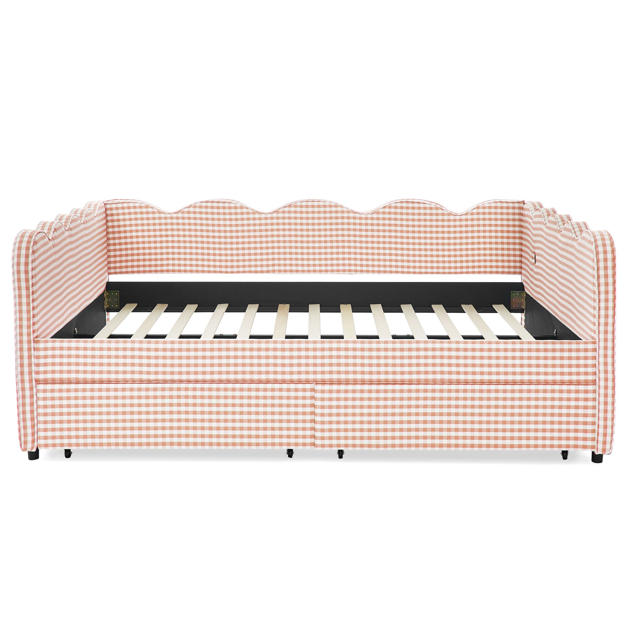 Gingham Daybed & USB Charging Port, Wave Shaped Design