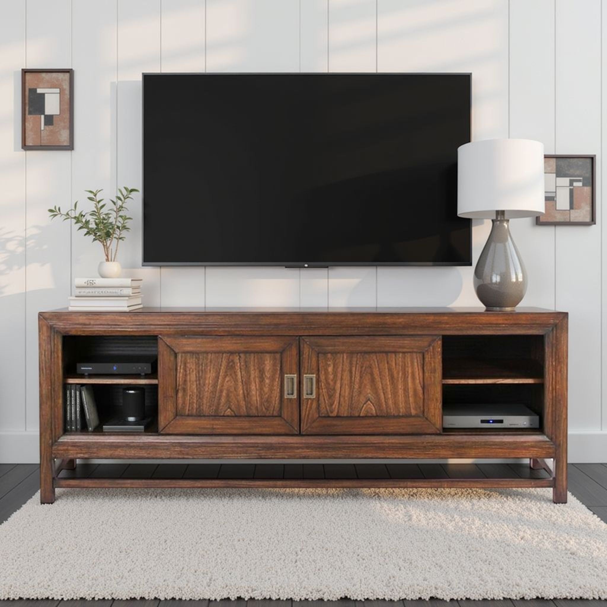 TV Stand Console, For TVs Up To 85", 2 Tone - Brown