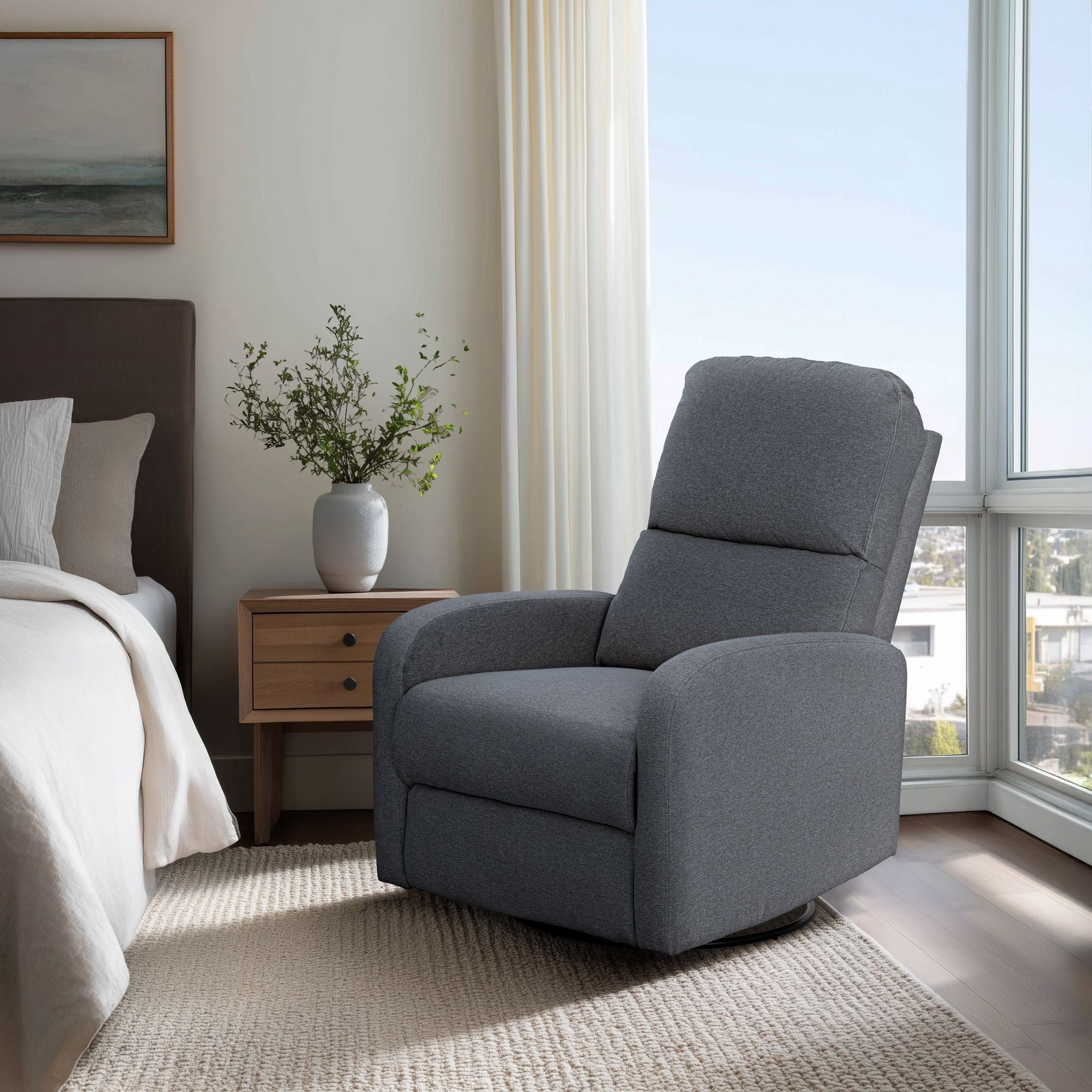 Dakota - Power Recliner 3-in-1 With Swivel, Glider, USB Ports - Gray