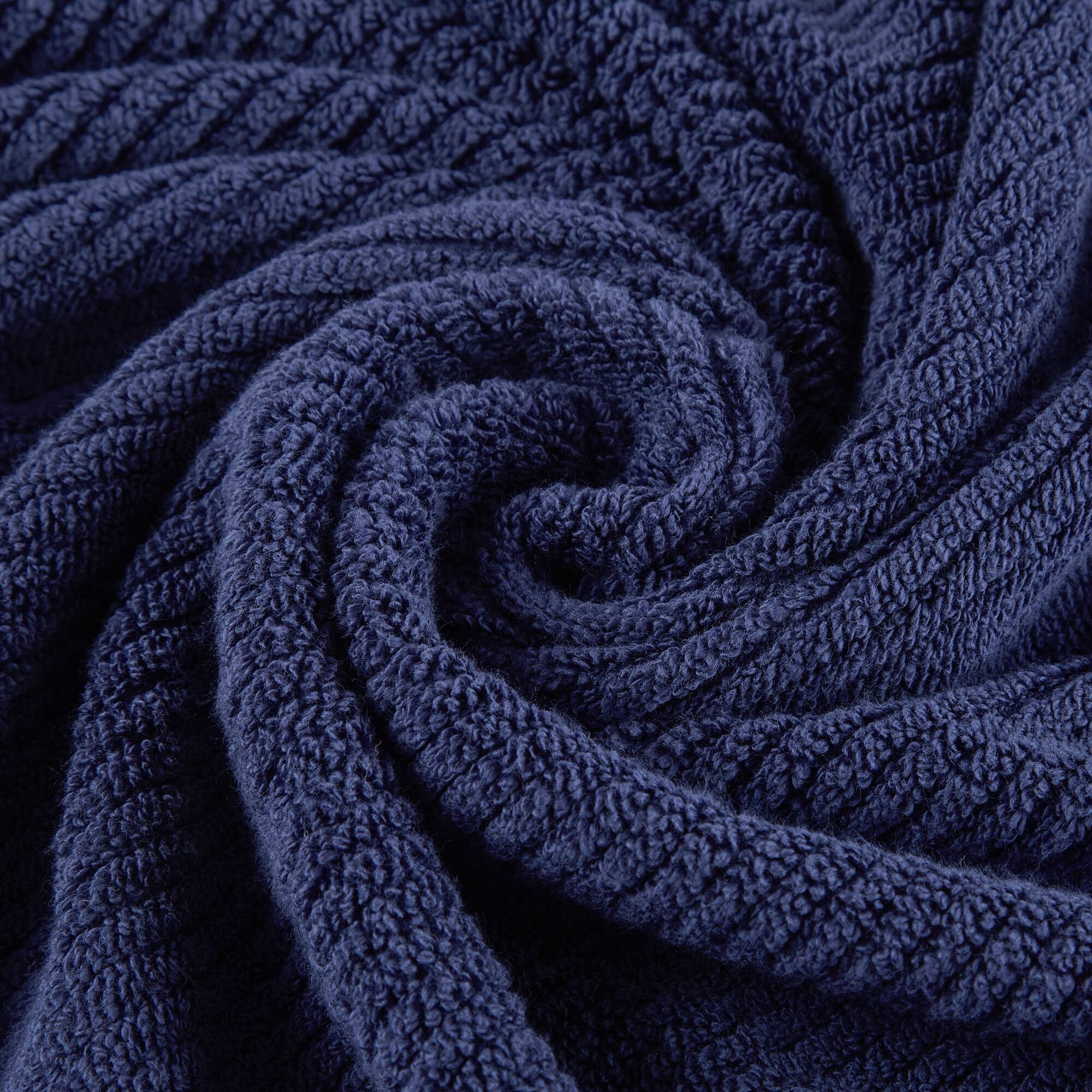 Diagonal Ribbed - 6 Piece Washcloths Set - Navy