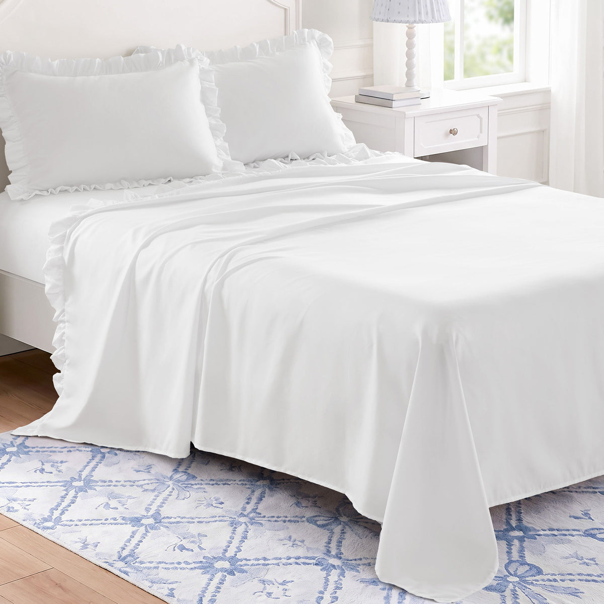Microfiber Ruffle - Twin Sheets - Bright White