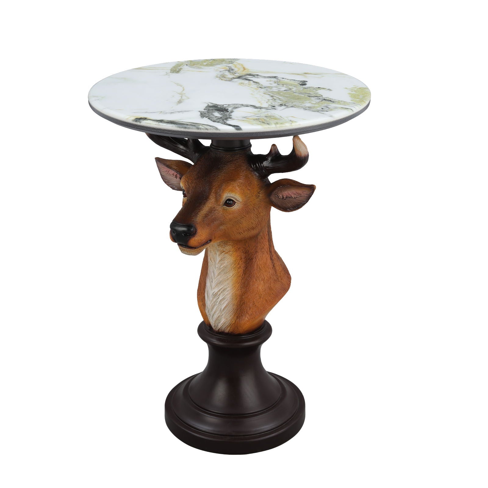Deer Head Accent Table, Animal Statue For Living Room - Brown