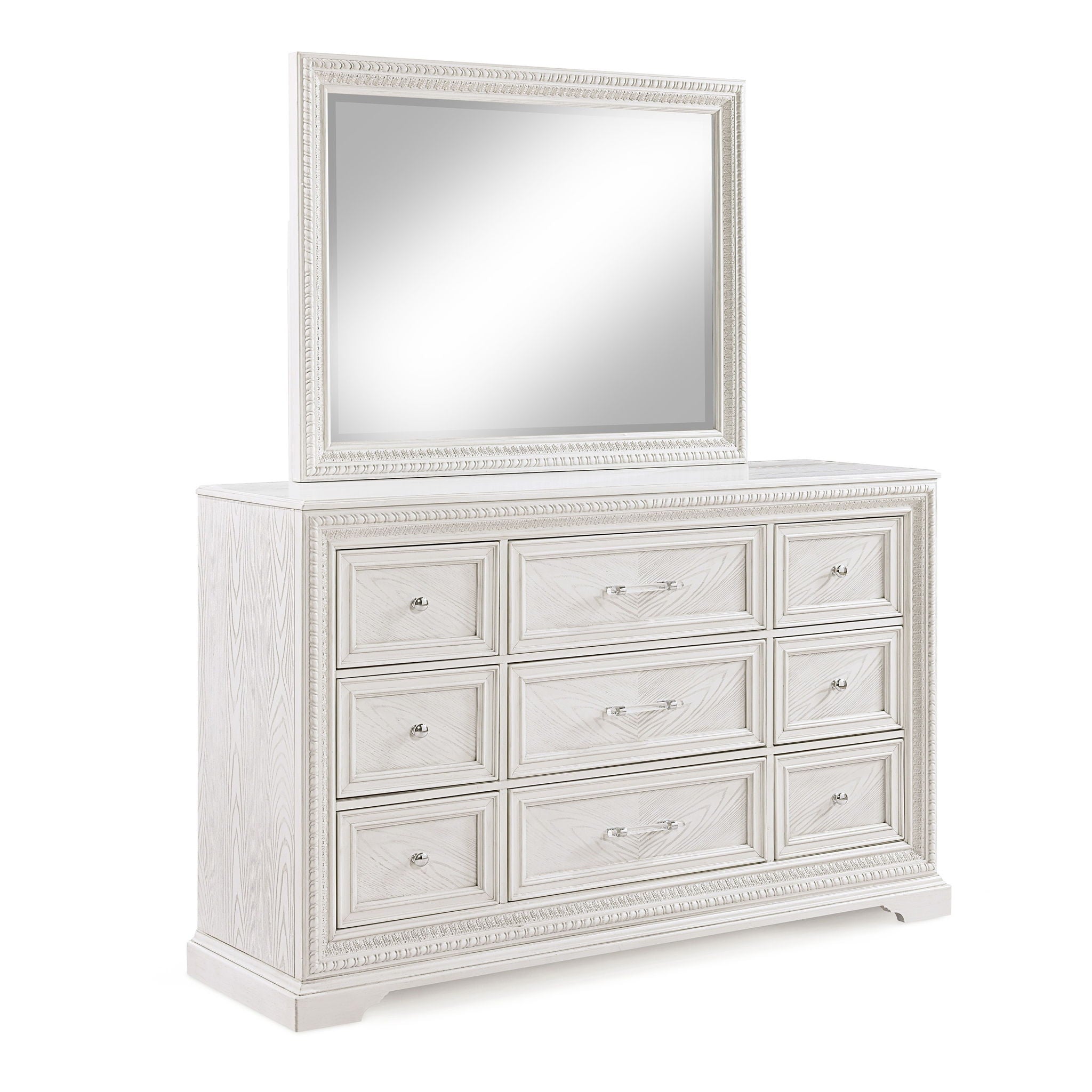 6 Drawer Storage Dresser Antique Wooden Bedroom Furniture - Antique White