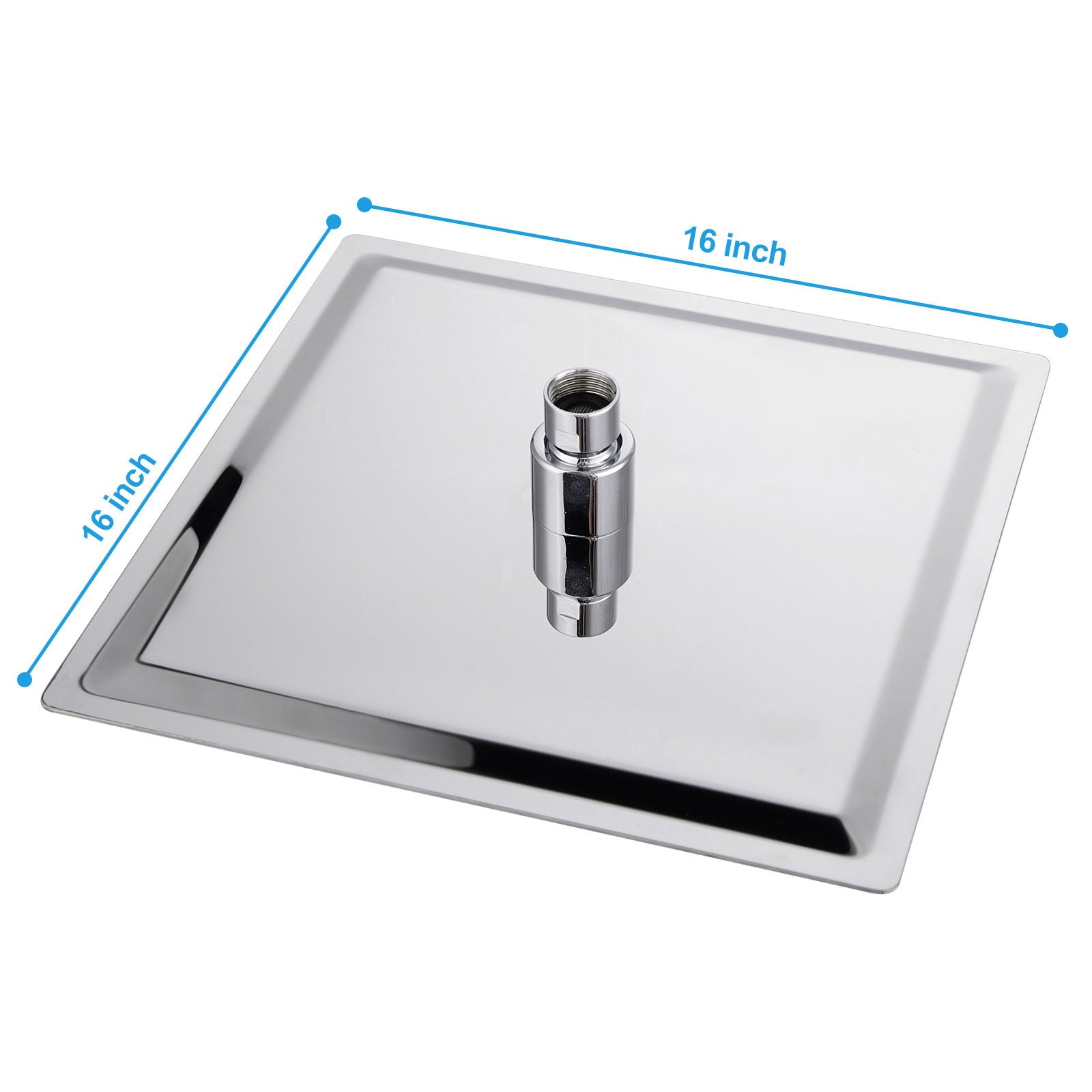 16" Square Rainfall Shower Head Fixed Wall Mount With Full Body Coverage & Self Cleaning Silicone Nozzles - Chrome
