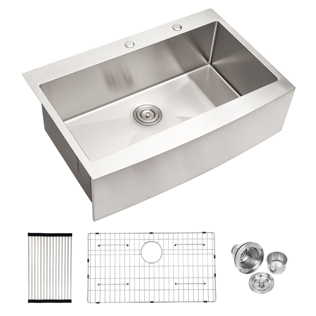 Farmhouse Style Topmount Apron Front Kitchen Sink With Easy Maintenance In Stainless Steel - Brushed Nickel