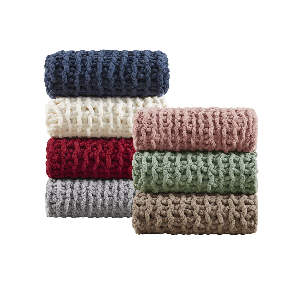 Chenille Chunky Knit - Throw - Ivory