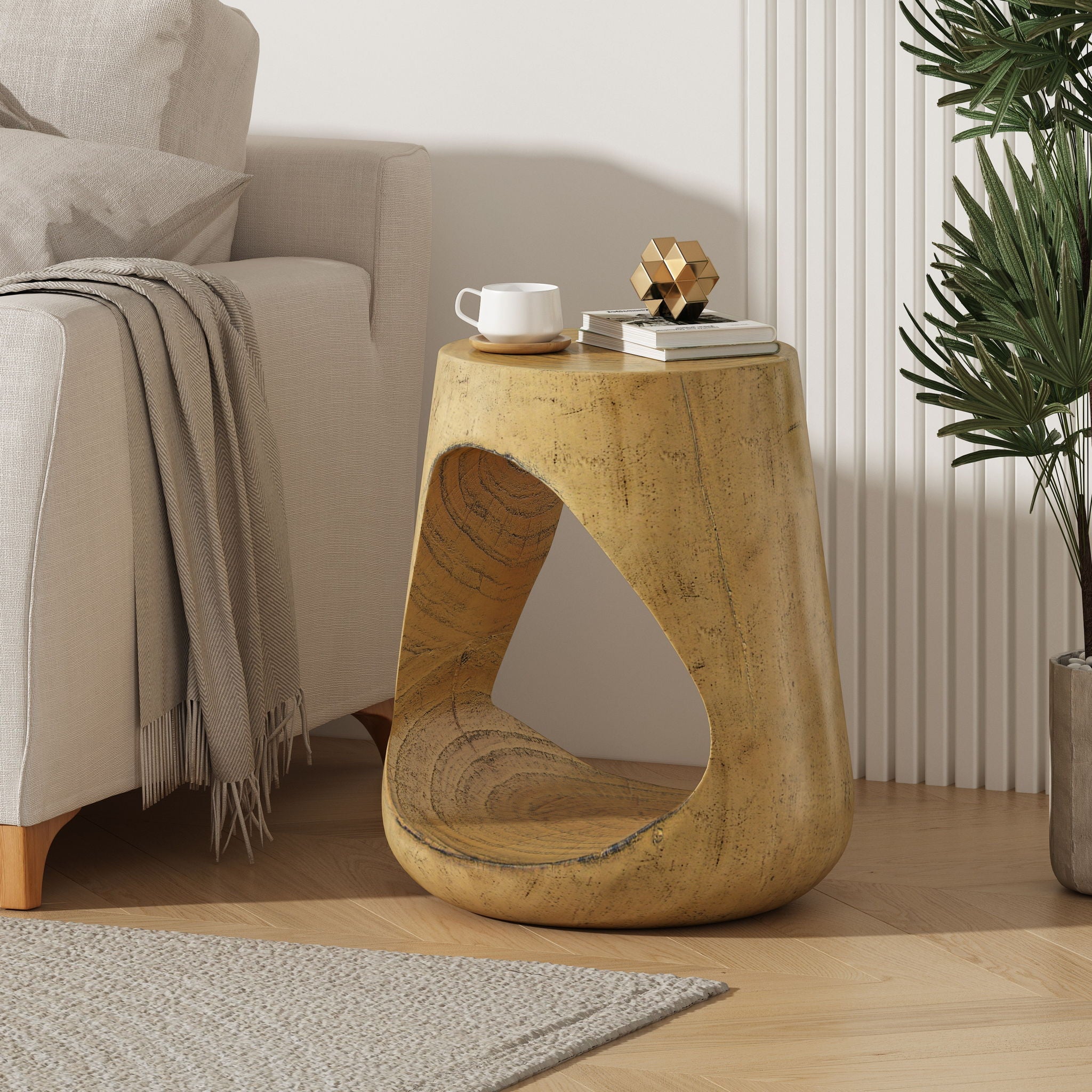 Hollow - Side Table, Durable And Weather Resistant