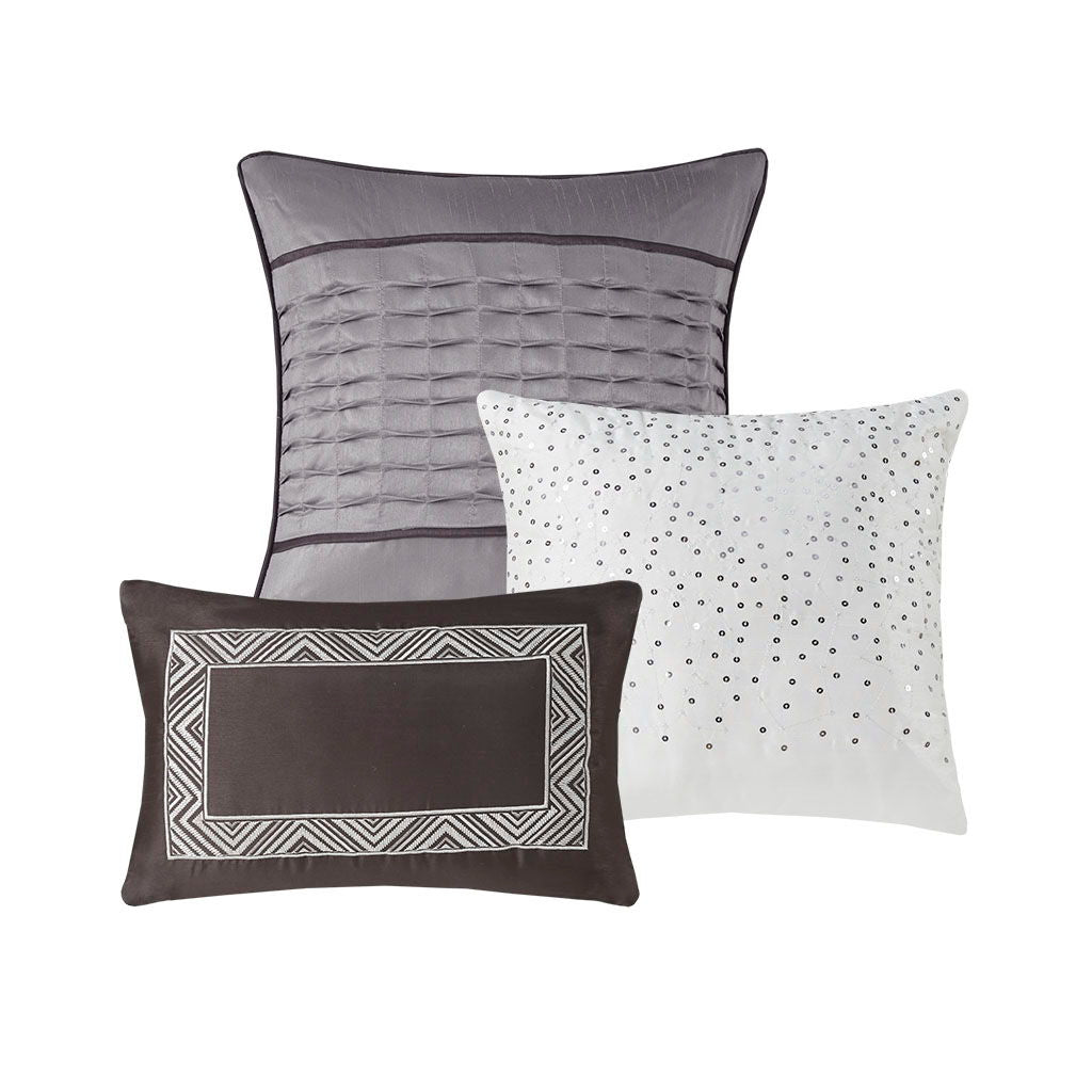 Rhapsody - King 7 Piece Comforter Set - Gray / Taupe