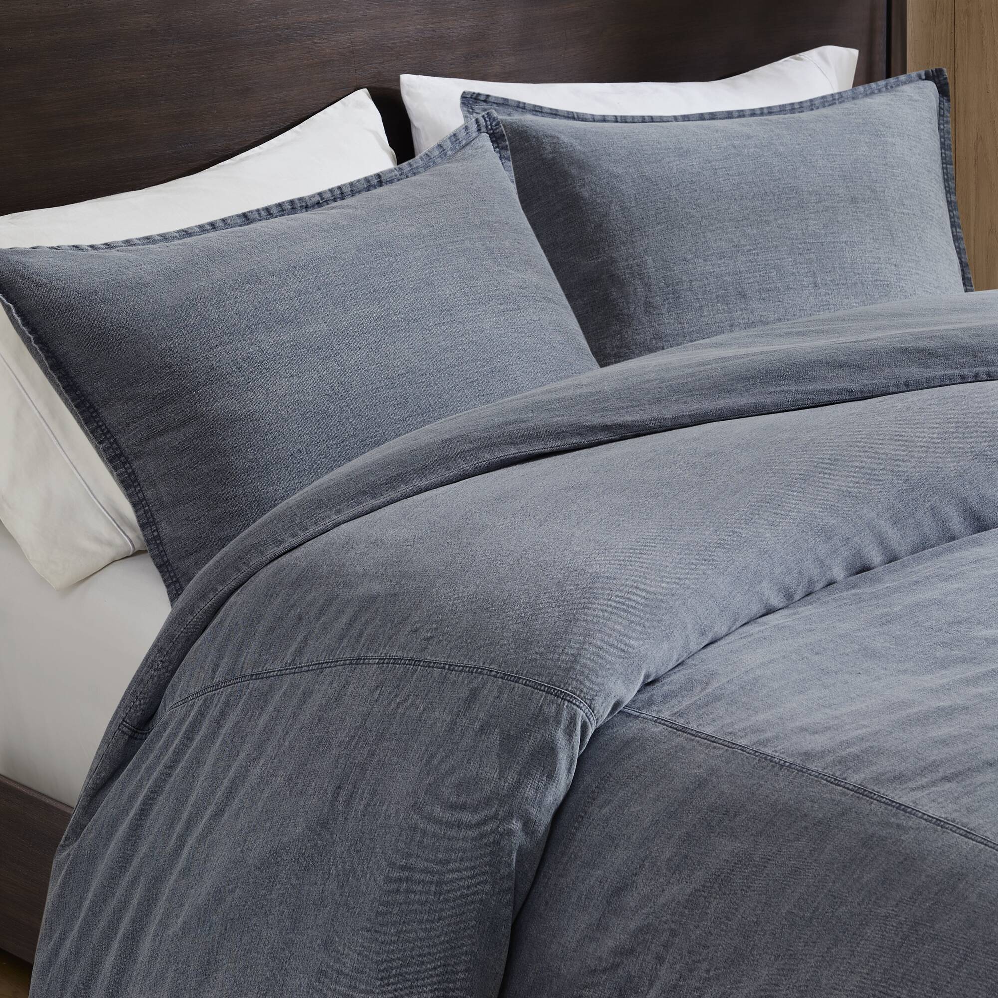 Mckenzie - 3 Piece King/California King Twill Washed Duvet Set - Blue