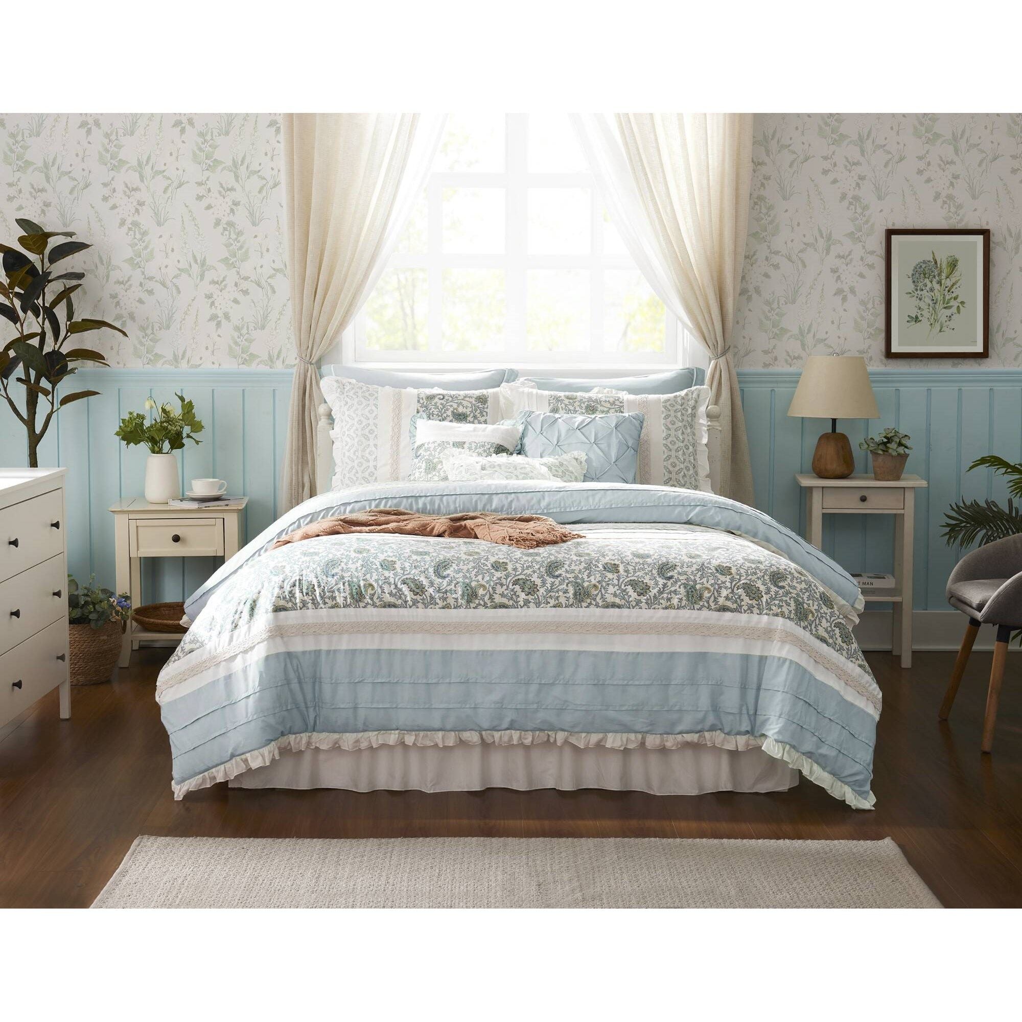 Dawn - King 9 Piece Comforter Set - Blue