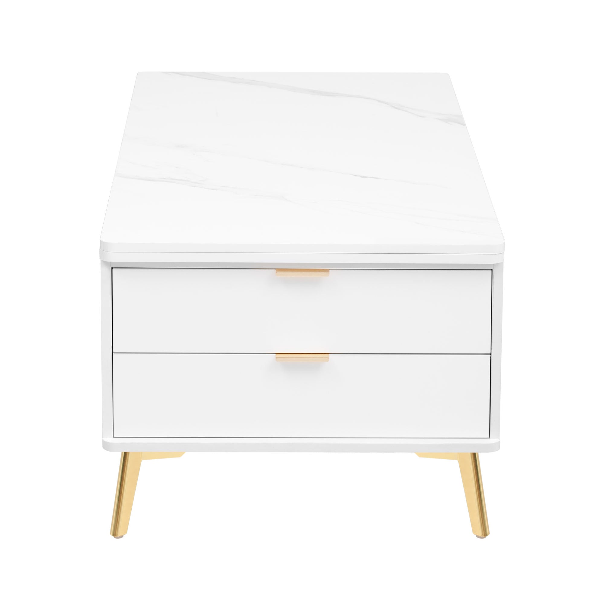 Modern Lift Top Coffee Table Multi Functional Table with Drawers in White