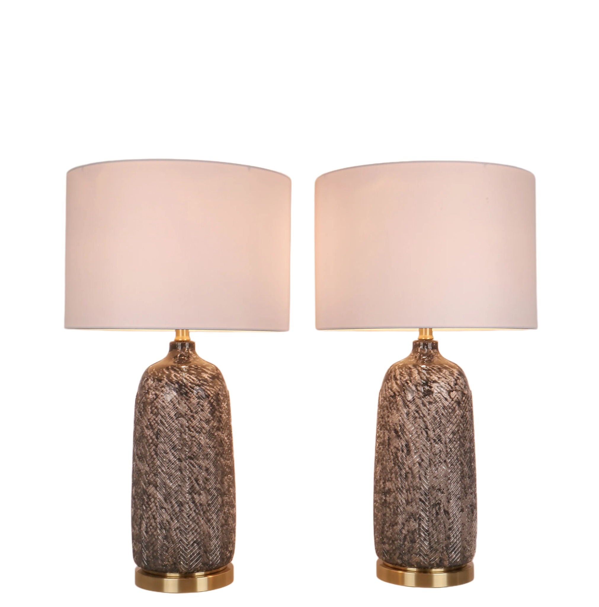 Midnight Weave Art Glass & Metal Table Lamp (Set of 2) - Midnight Weave Art Glass