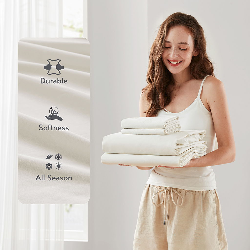 Cotton 144TC - California King Solid Sheet Set - Ivory
