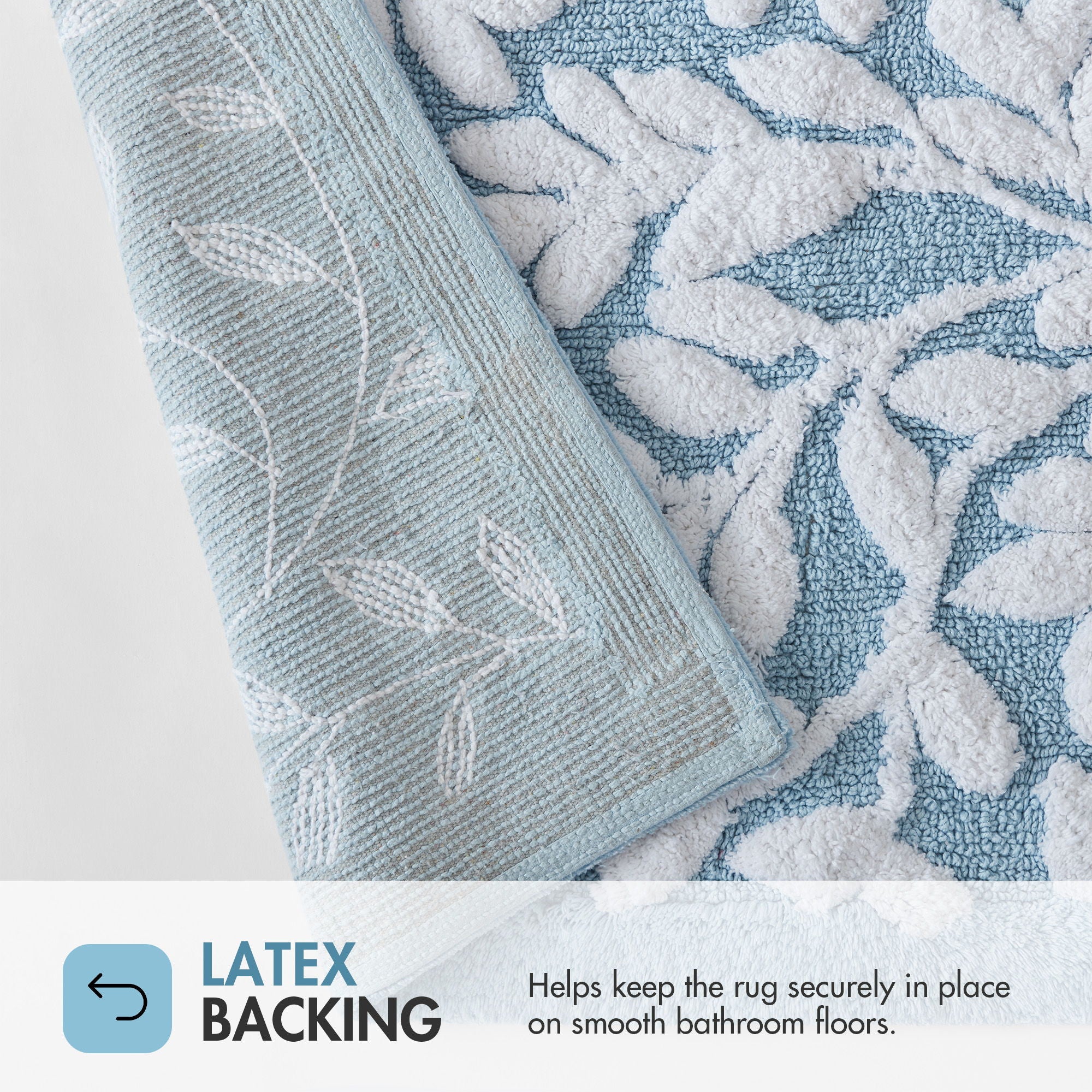 Serene - 34" x 21" Cotton Tufted Bath Rug - Blue