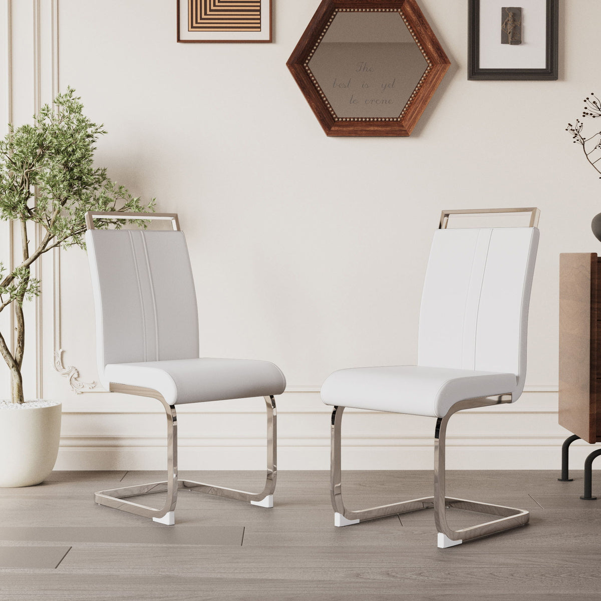 Modern Dining Chairs With Padded Seat, High Back