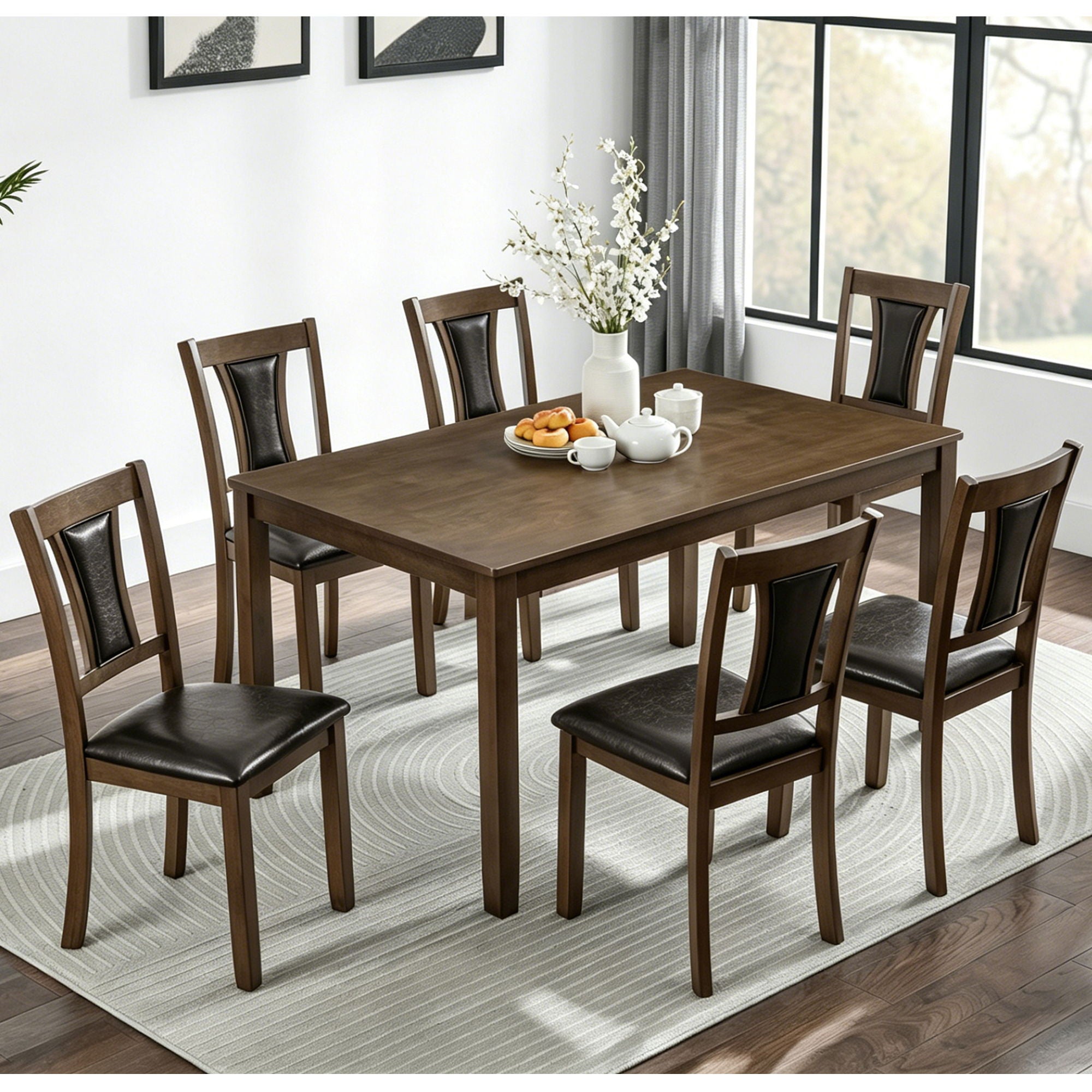Modern Dining Table Set With Upholstered Chairs