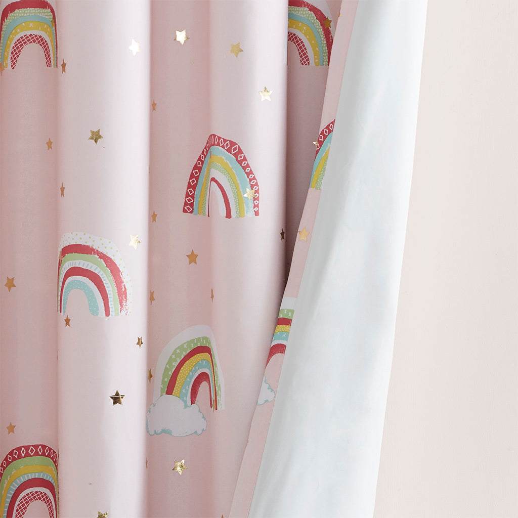 Rainbow with Metallic Printed Total Blackout Curtain Panel