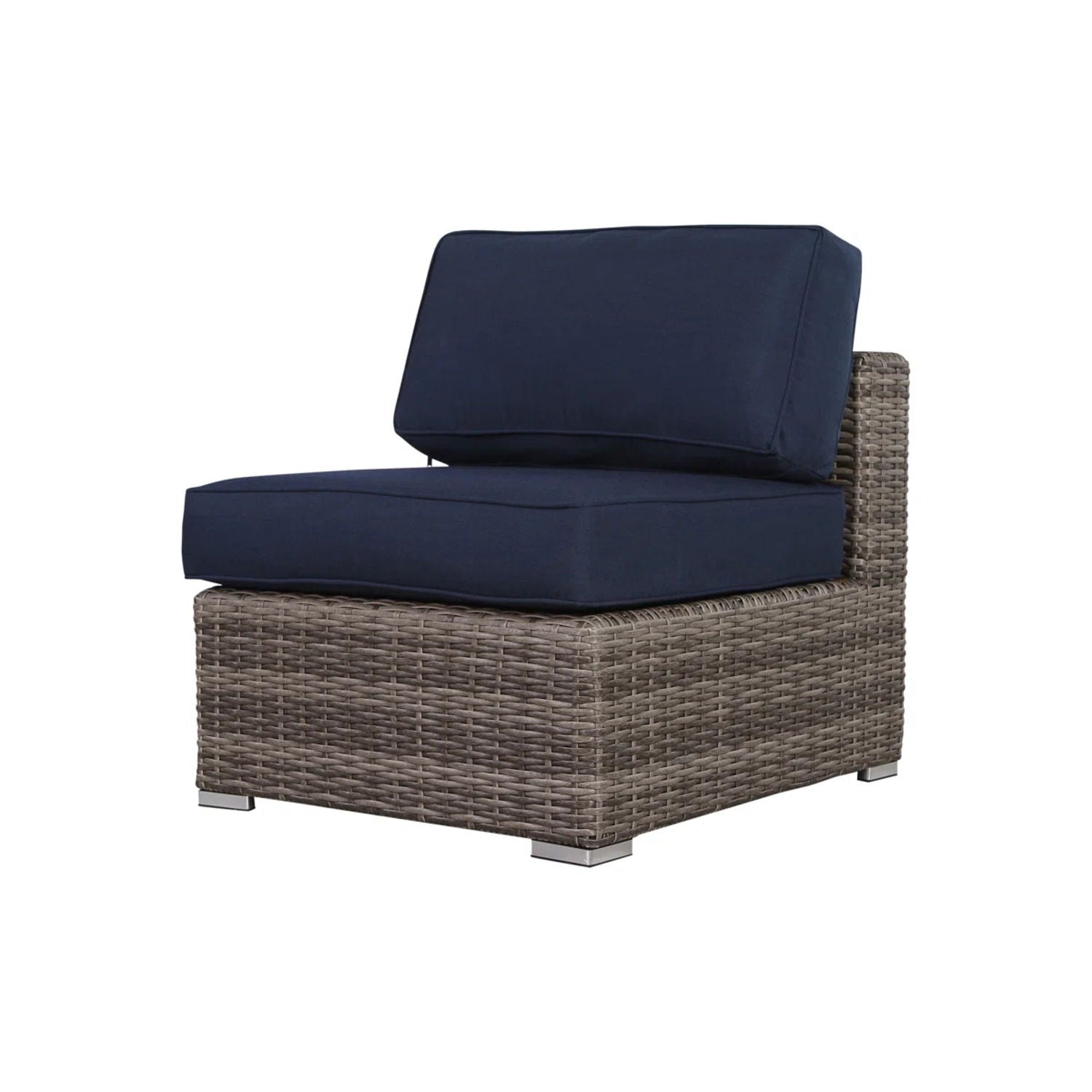 Wide Armless Outdoor Chairs With Cushions (Set of 2)