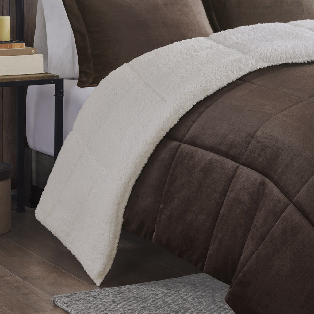 Alton - Down Alternative Comforter Set - Brown / Ivory