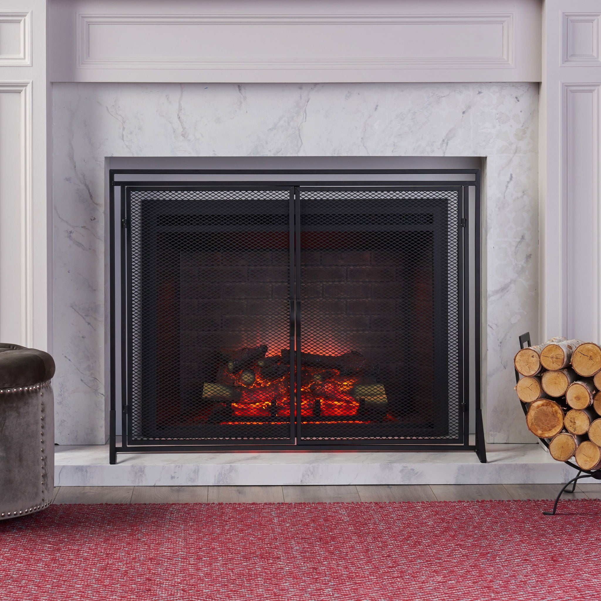 Samantha - Iron Fireplace Screen 2 Door Design