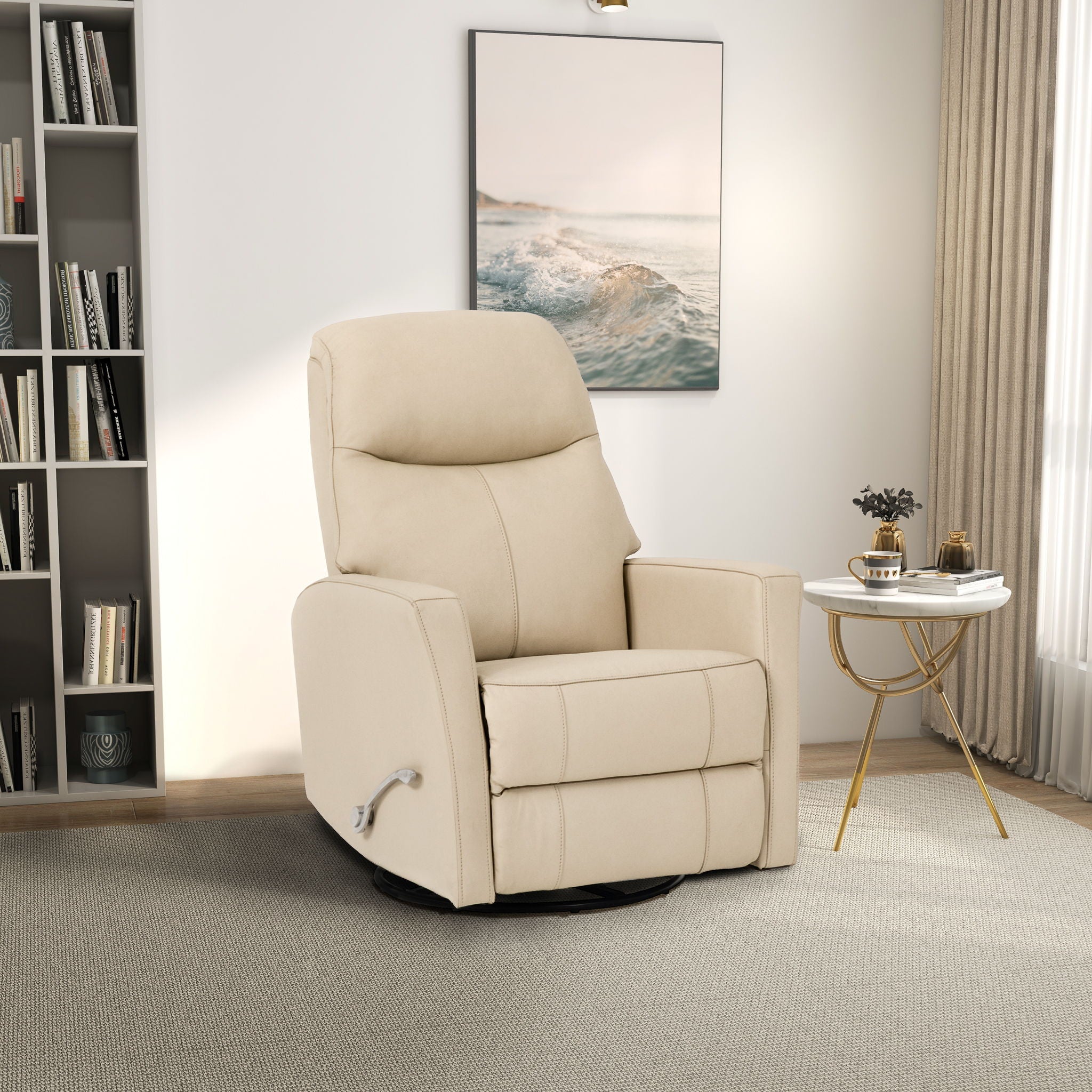 Harlow - Swivel Glider Recliner Chair - Ivory