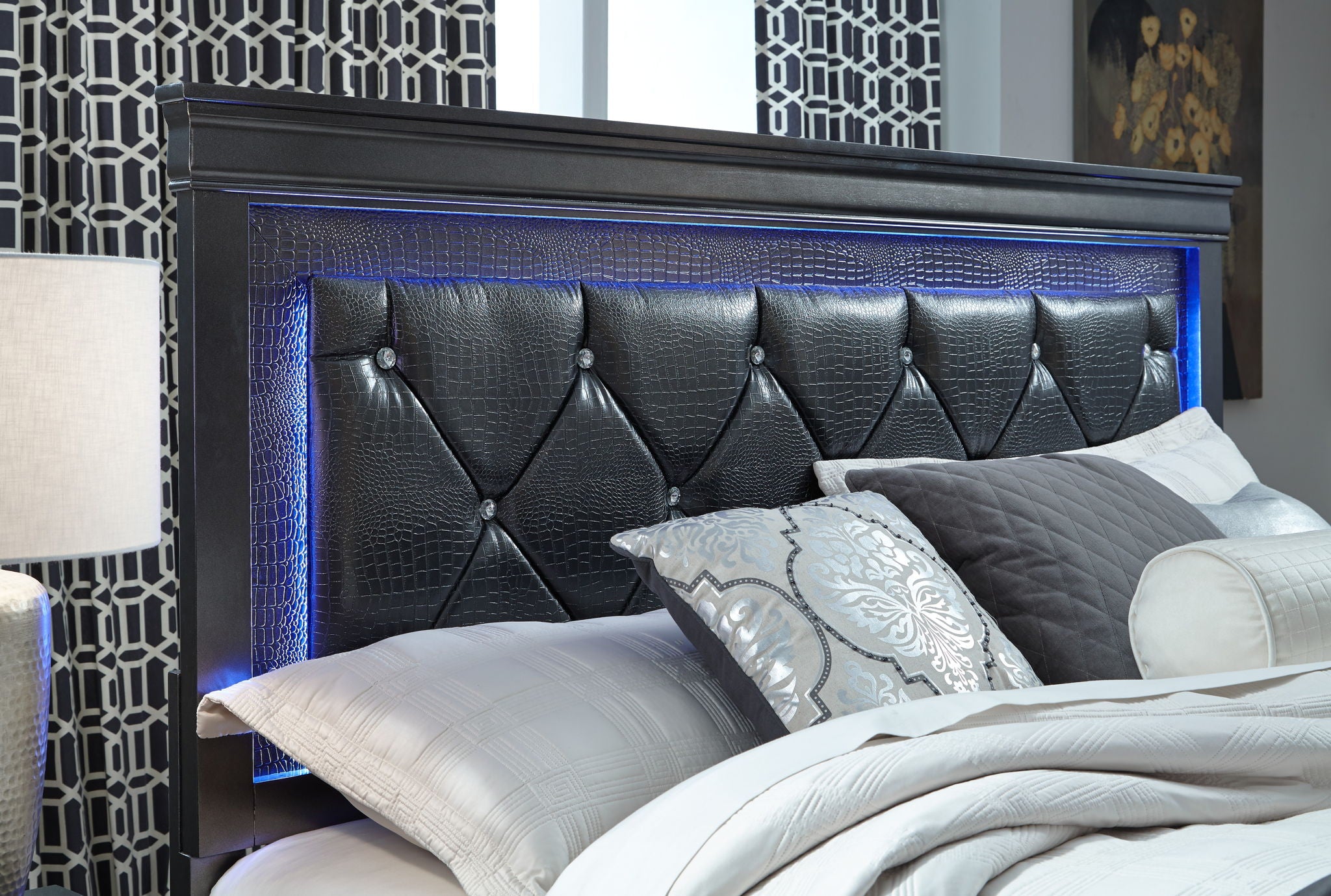 Pompei - Full Bed Headboard With LED Light And Footboard - Metallic Gray