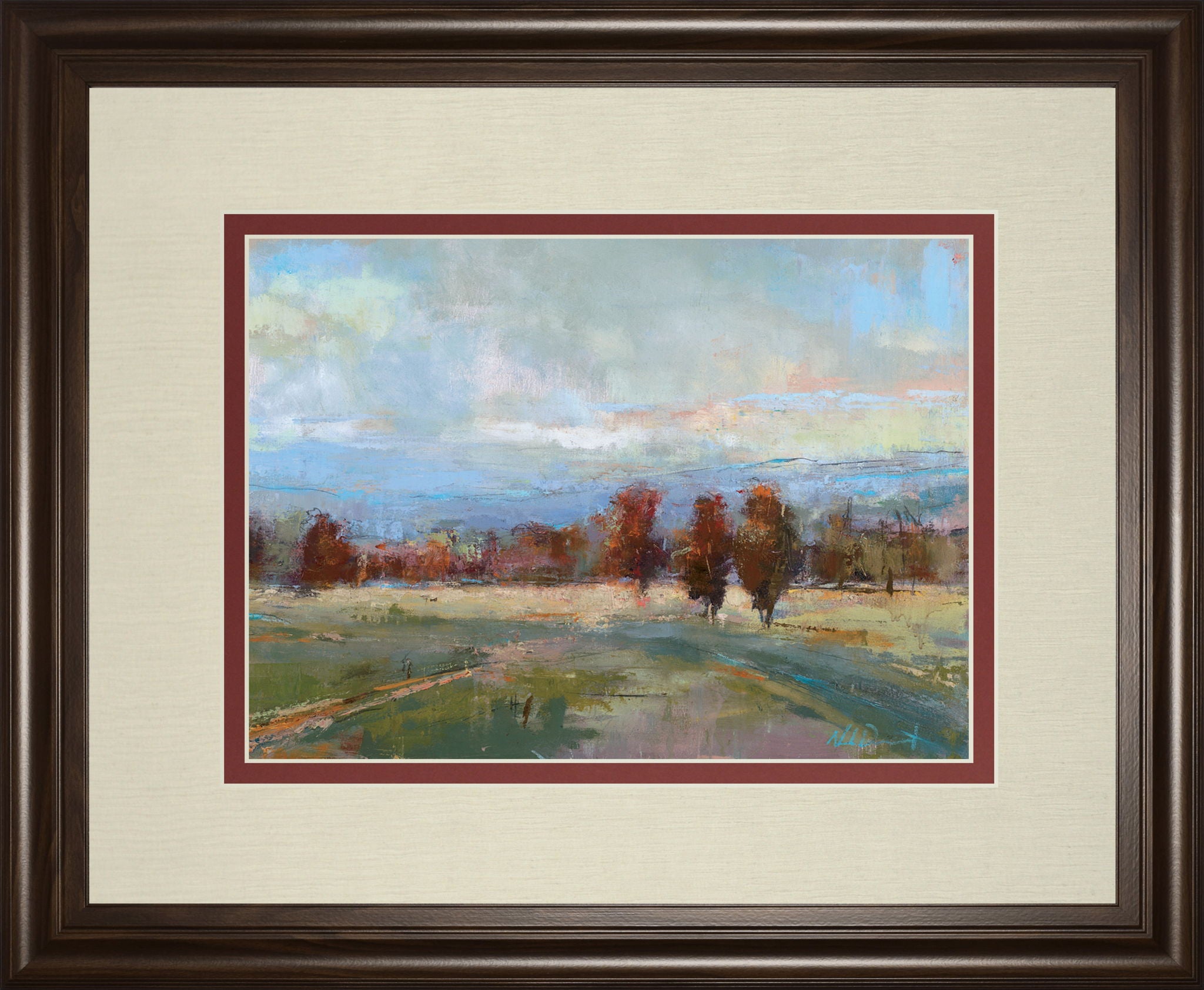 River Run By Louis Bourne - Framed Print Wall Art - Light Blue