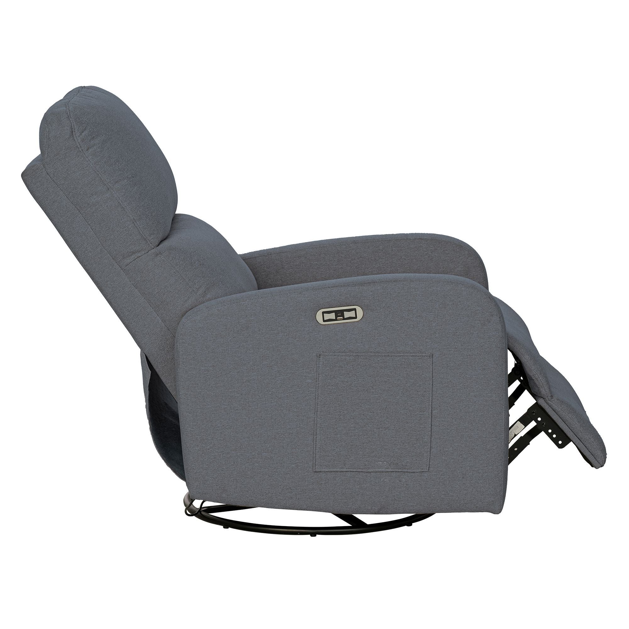 Dakota - Power Recliner 3-in-1 With Swivel, Glider, USB Ports - Gray