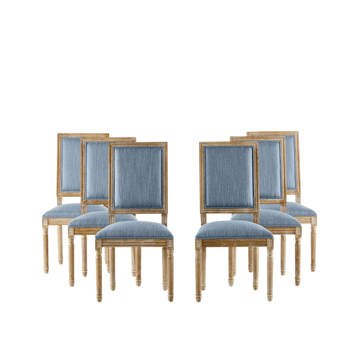 French Country Style Dining Chair With Upholstered Seating And Fluted Legs