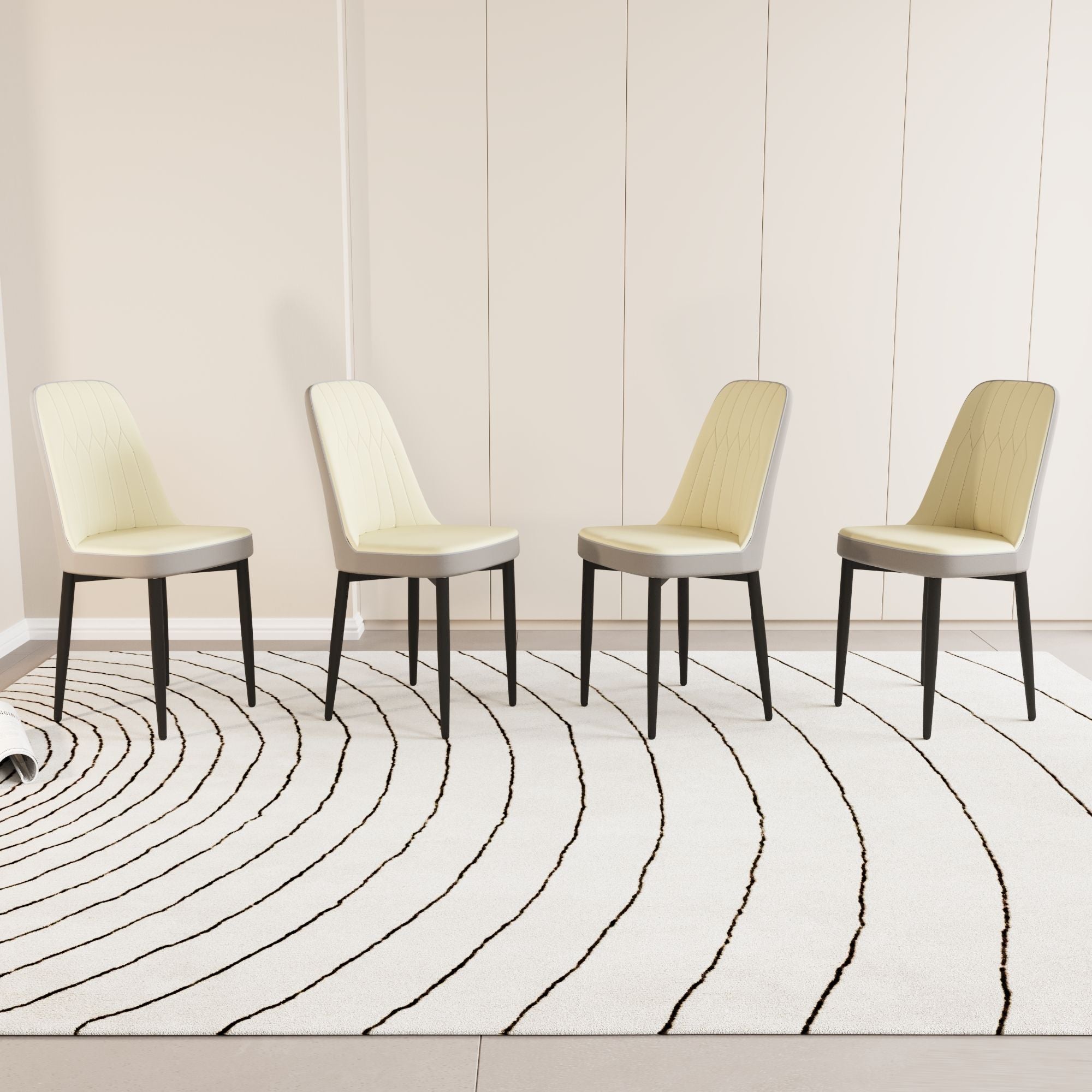 Modern Dining Chair With Cushions And Metal Legs
