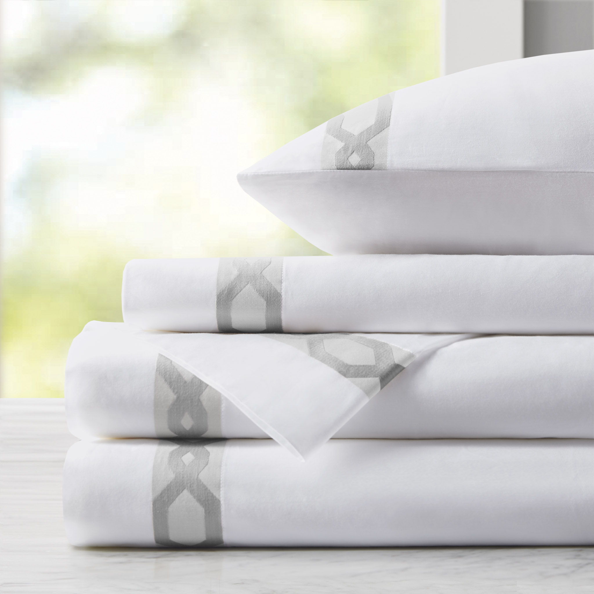 Signature Hem - Queen Sheet Set - Gray