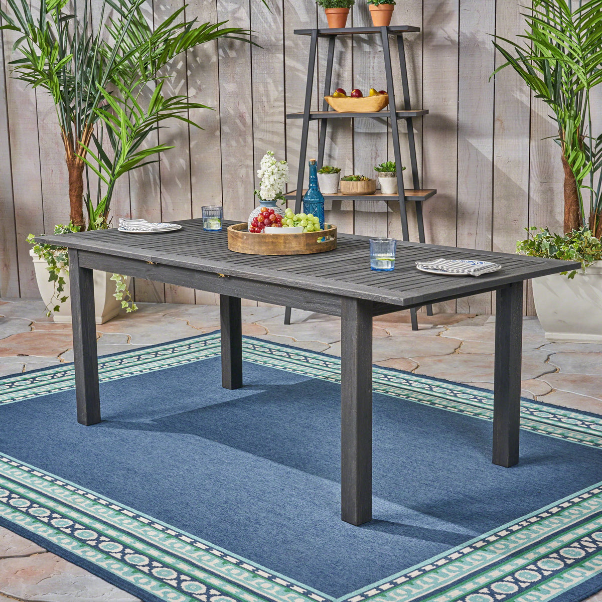 Outdoor Expandable Dining Table With Square Legs
