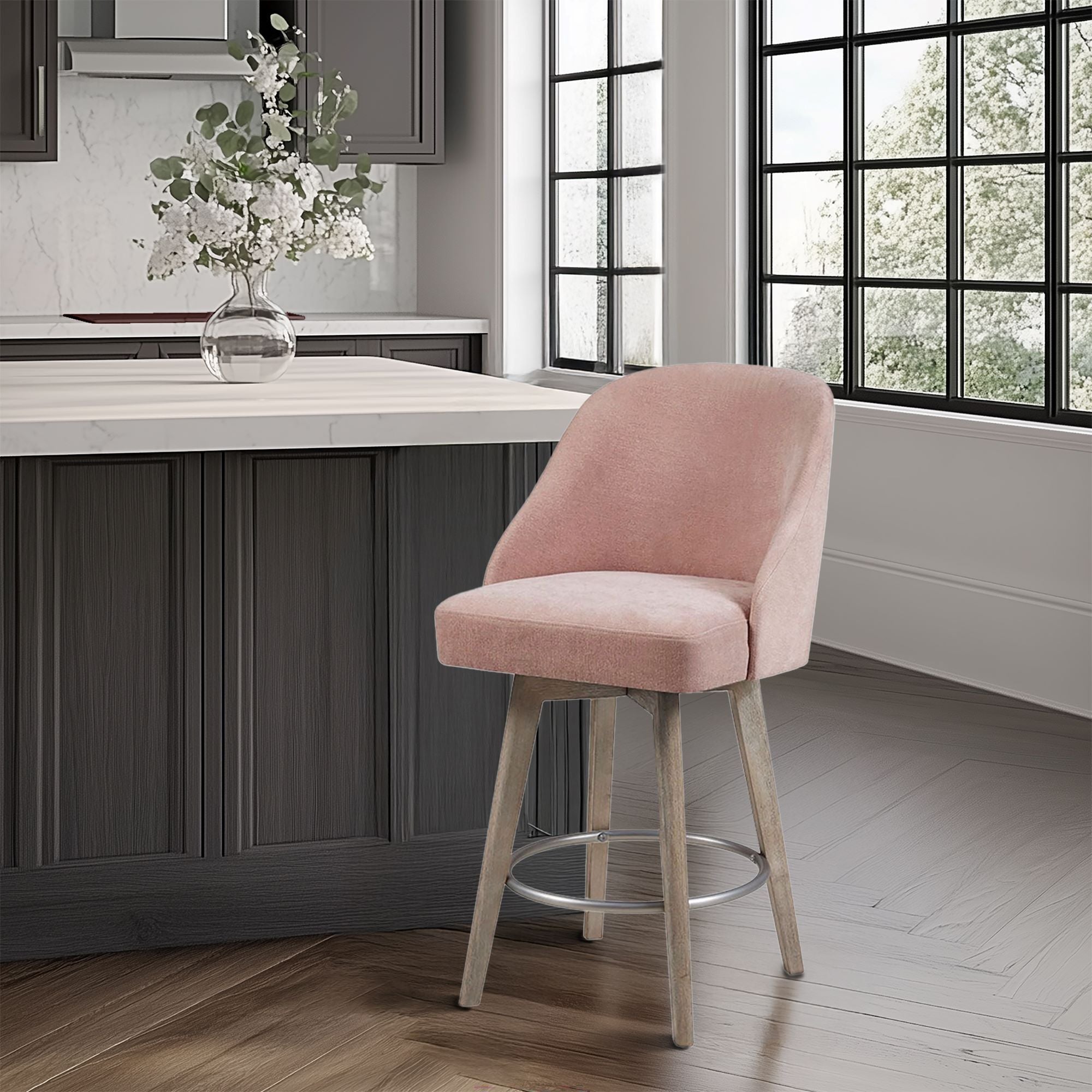 Pearce - Counter Stool With Swivel Seat - Pink