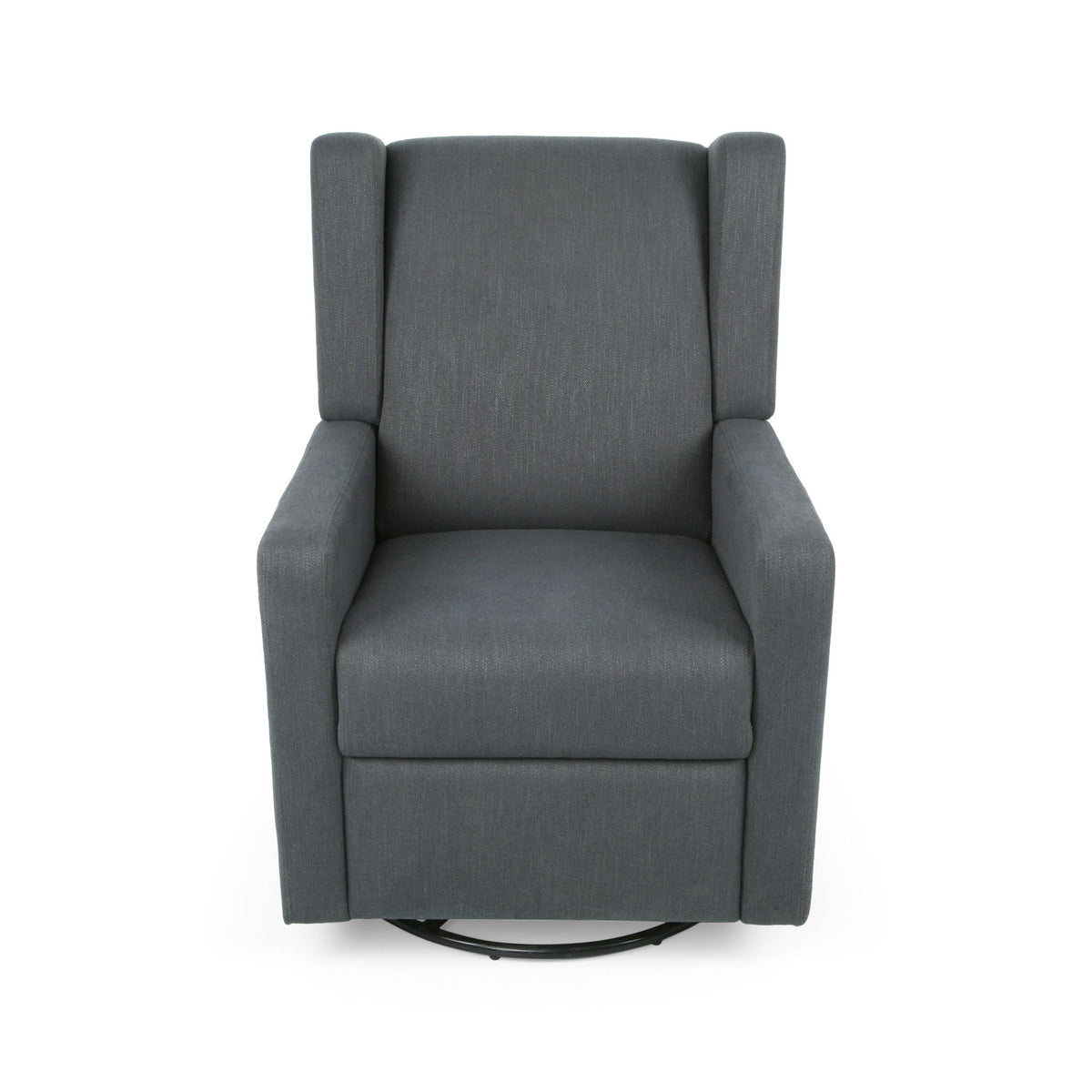 Landau - Contemporary Fabric Upholstered Swivel Recliner - Charcoal
