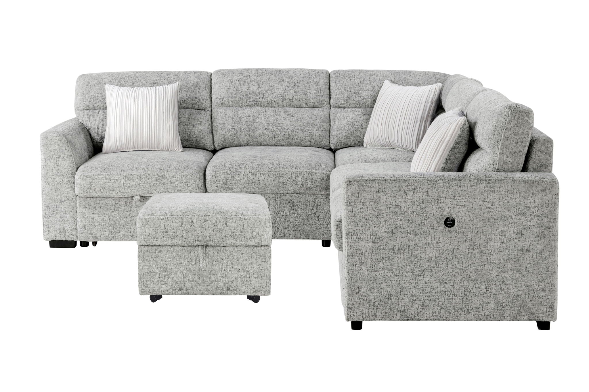 U9401 - Loveseat With Pullout Sofa Bed And 1 Pillow - Gray / Nickel