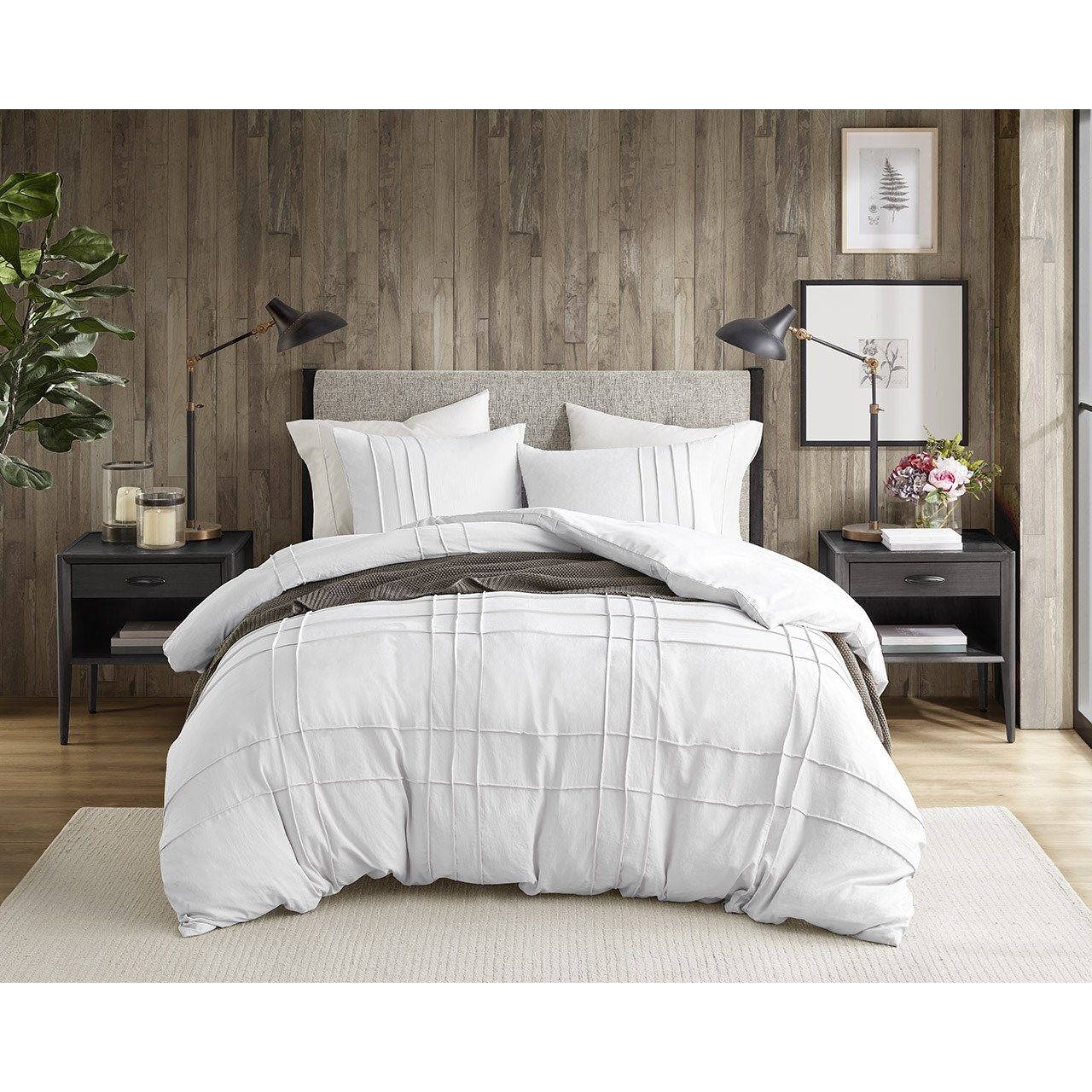 Porter - King Soft Washed Pleated Duvet Cover Set - White