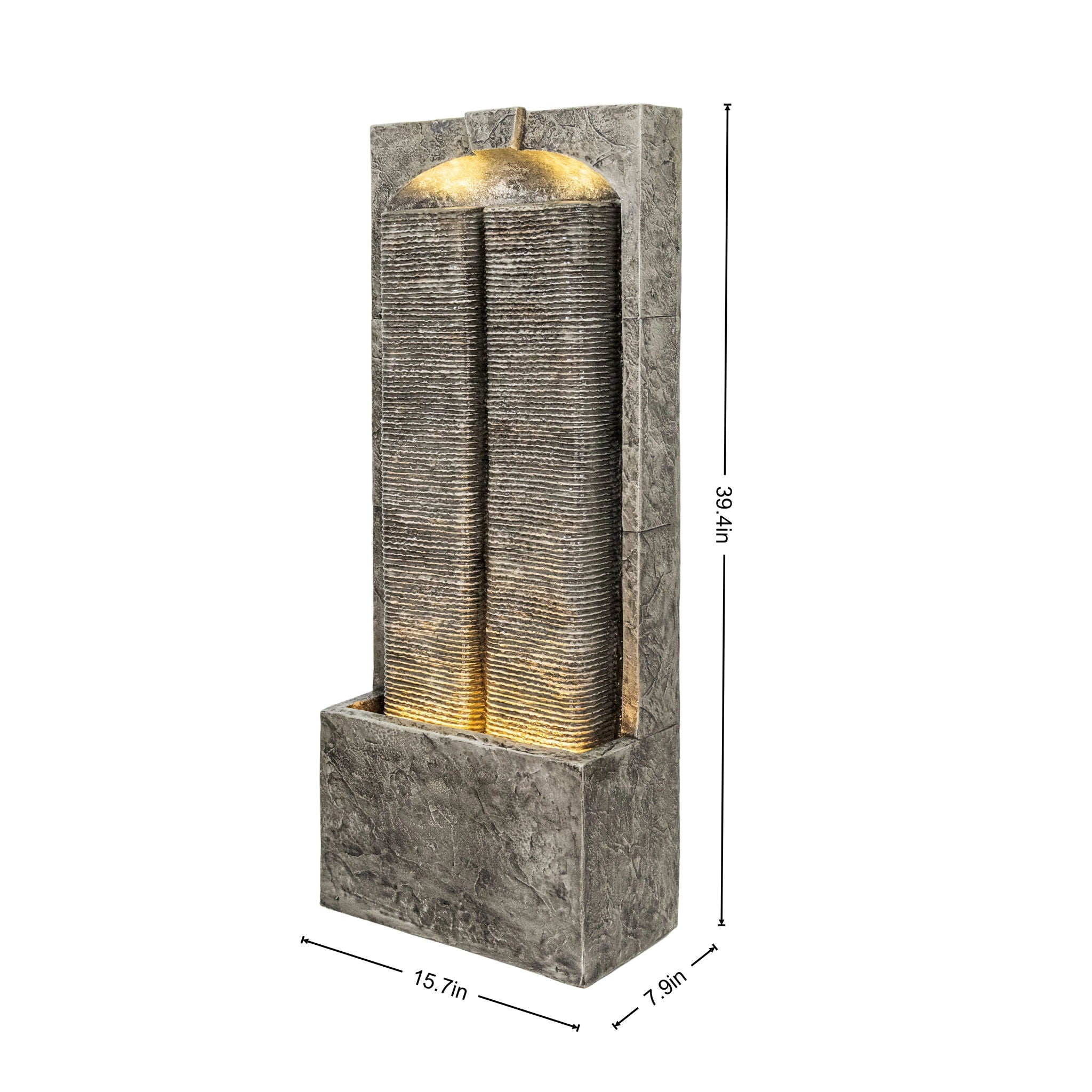 Modern Outdoor Water Fountain With LED Lights