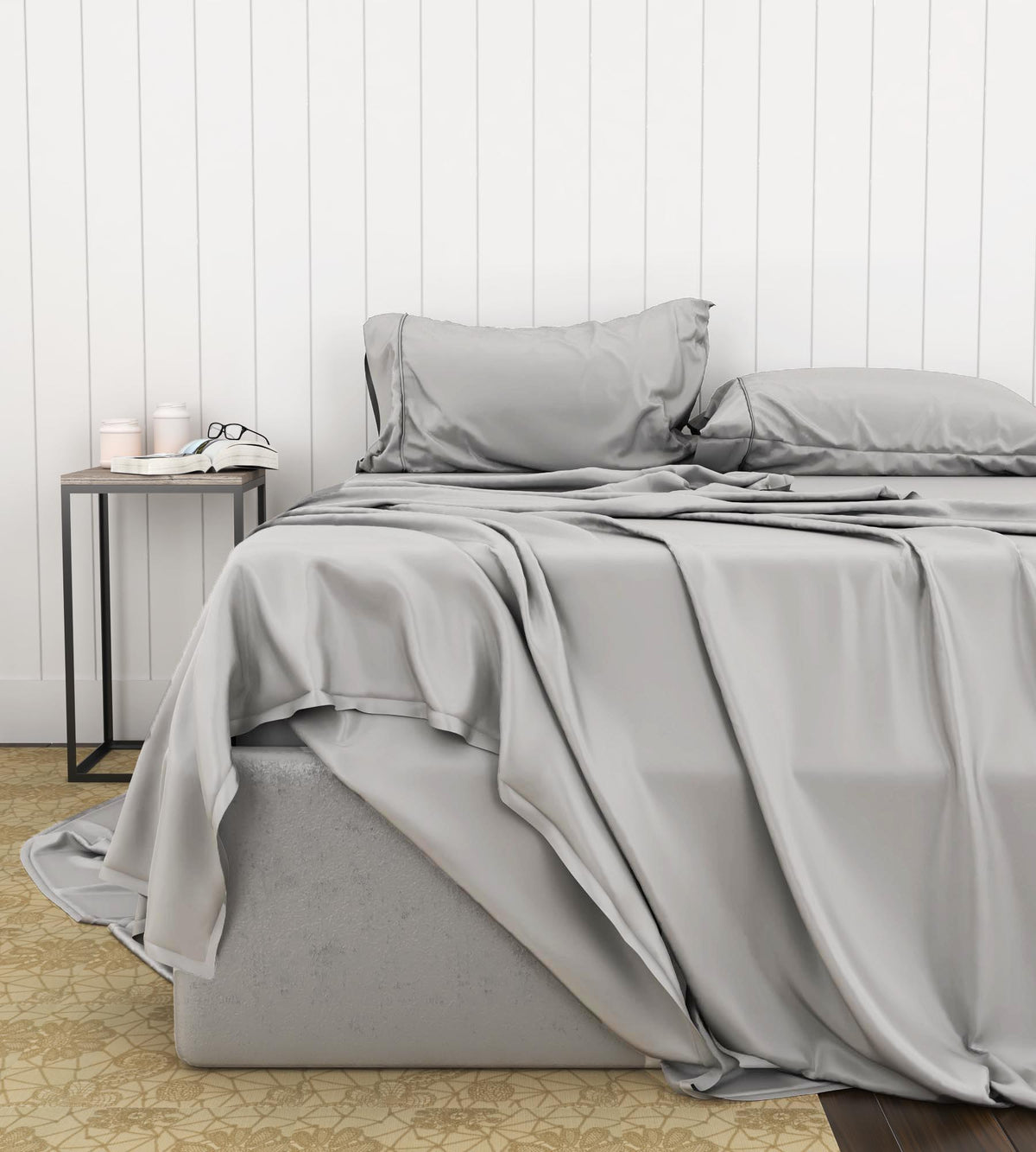 Split King Bed Sheets Set - Light Gray