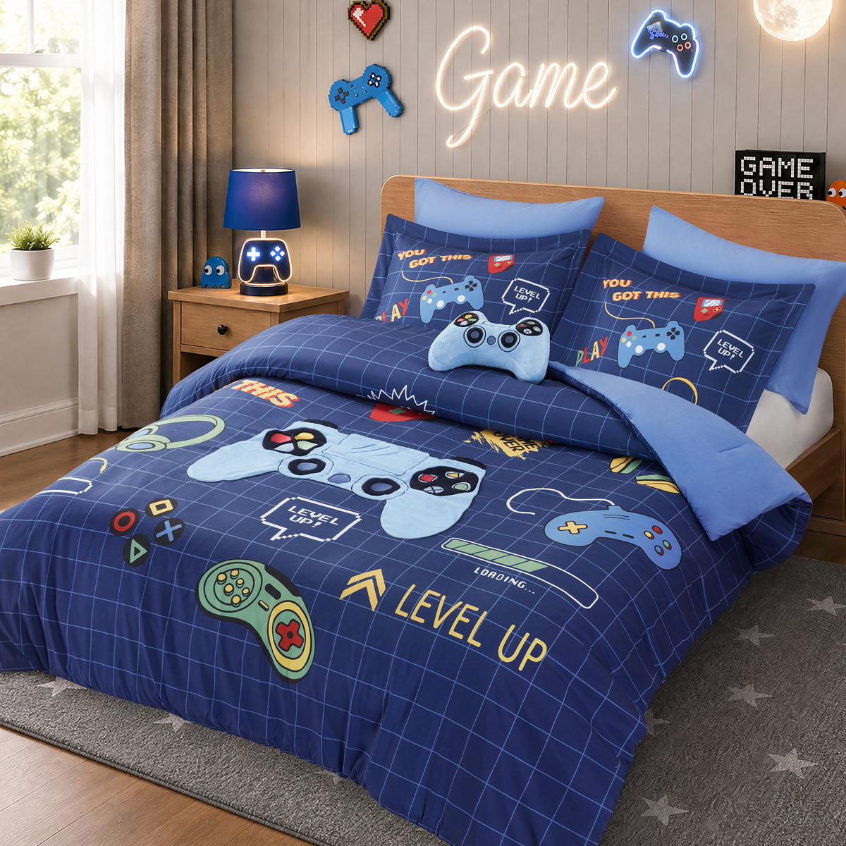 Game - Queen Comforter Set - Navy