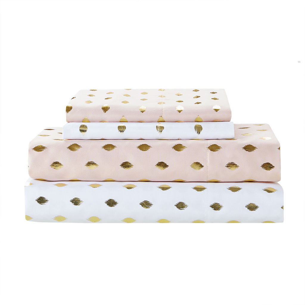 Metallic Dot - Full Printed Sheet Set - Blush / Gold