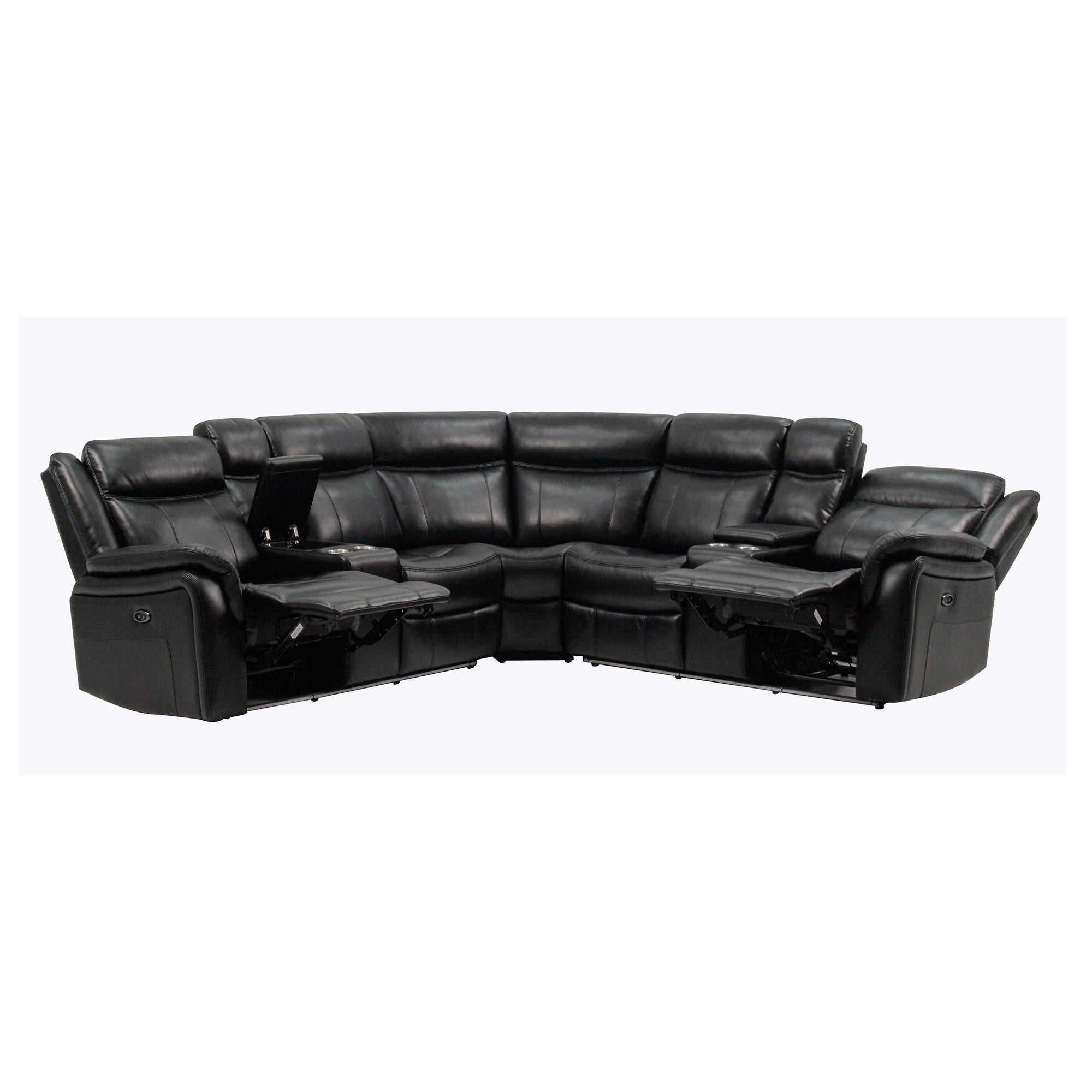 Jupiter - Leather Sectional - Black